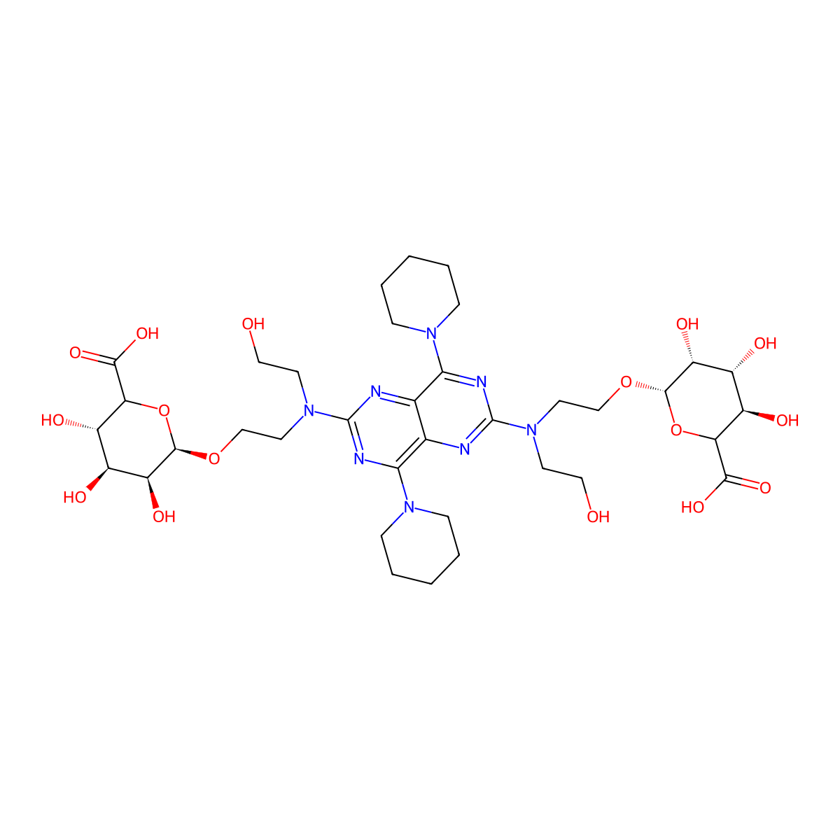 Dipyridamole DI-O-B-D-glucuronide molecular structure, CAS 107136-95-8