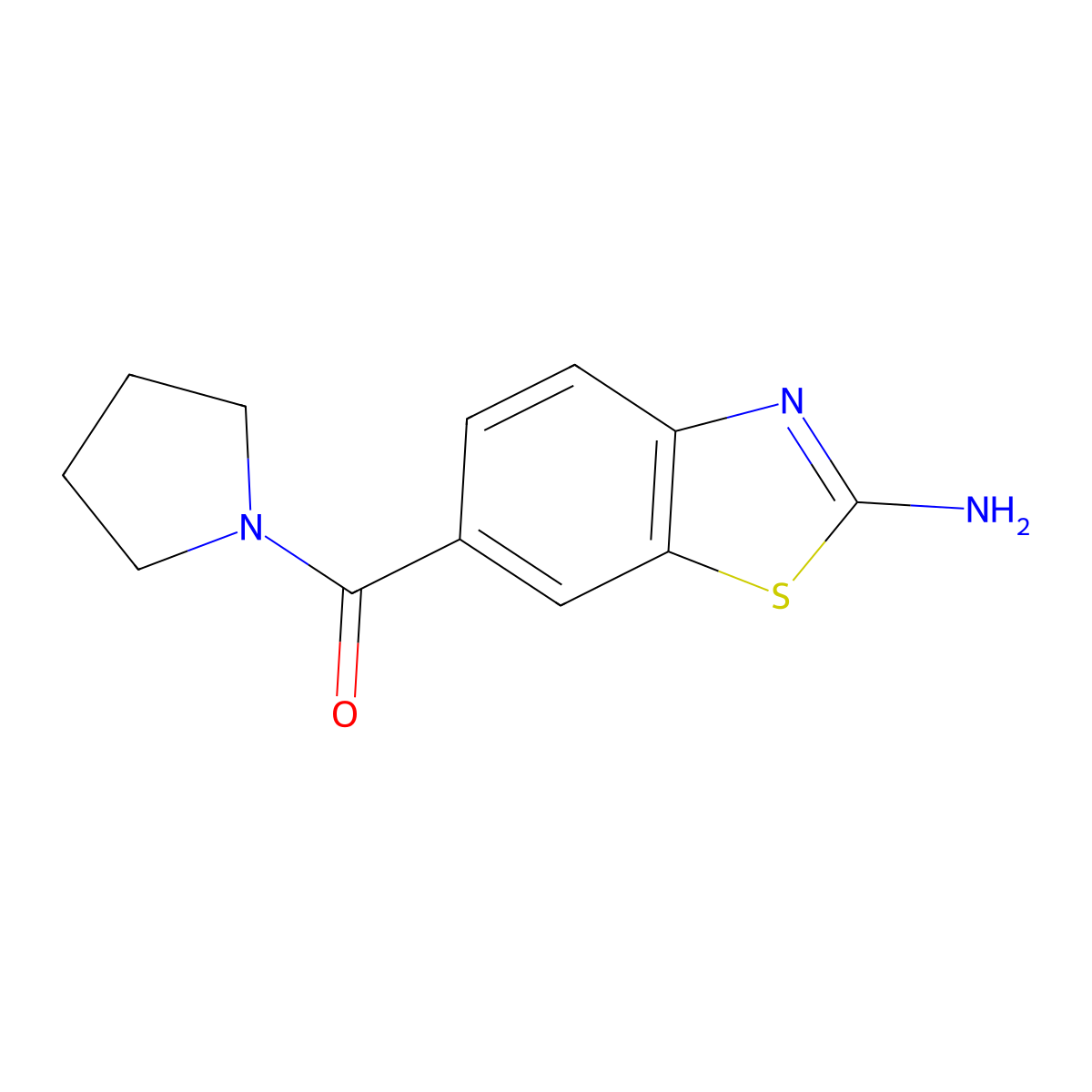 (2-Aminobenzo[d]thiazol-6-yl)(pyrrolidin-1-yl)methanone molecular structure, CAS 1071360-23-0