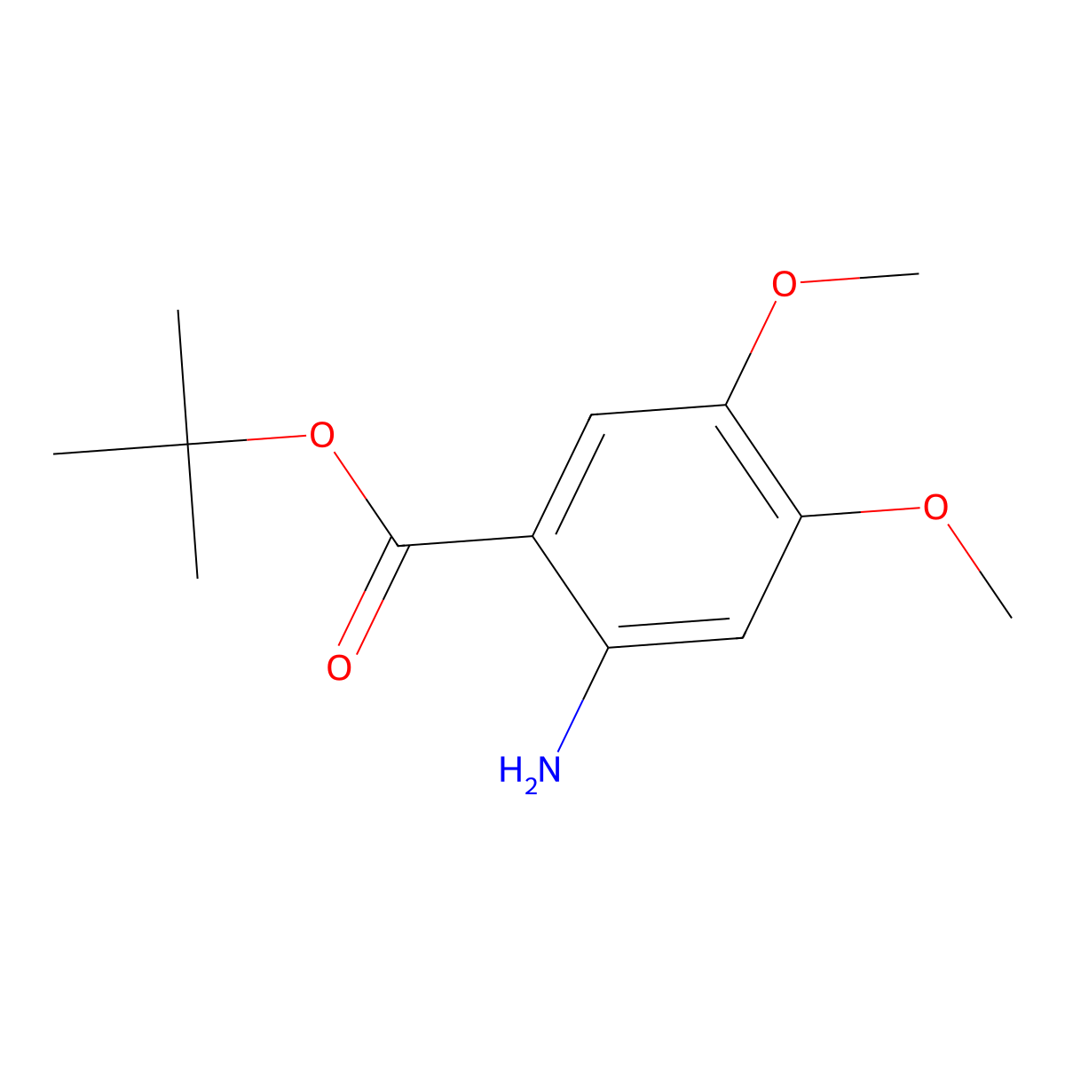 Tert-butyl 2-amino-4,5-dimethoxybenzoate molecular structure, CAS 1071361-94-8