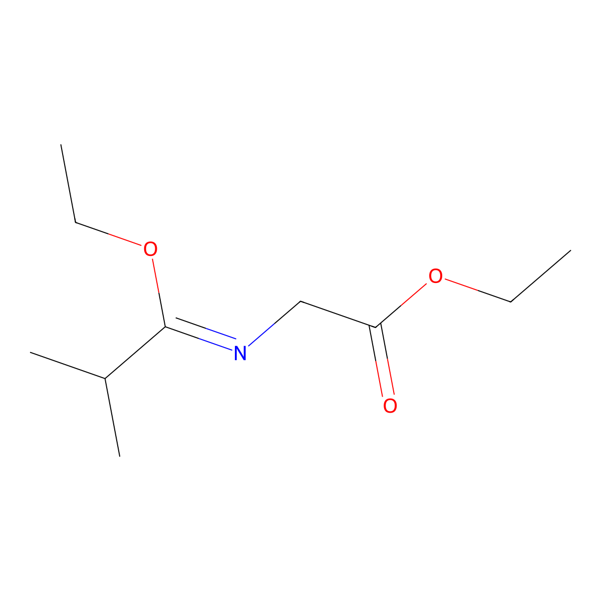 ethyl {[(1Z)-1-ethoxy-2-methylpropylidene]amino}acetate molecular structure, CAS 1071368-91-6
