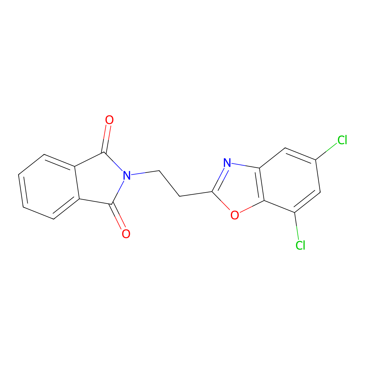2-[2-(5,7-dichloro-1,3-benzoxazol-2-yl)ethyl]-1H-isoindole-1,3(2H)-dione molecular structure, CAS 1071369-46-4