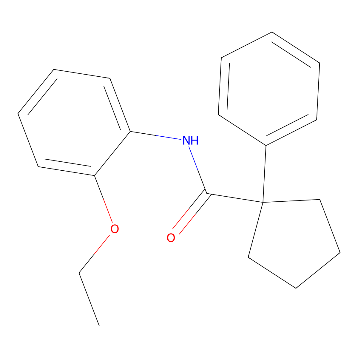 N-(2-ethoxyphenyl)-1-phenylcyclopentanecarboxamide molecular structure, CAS 1071372-21-8
