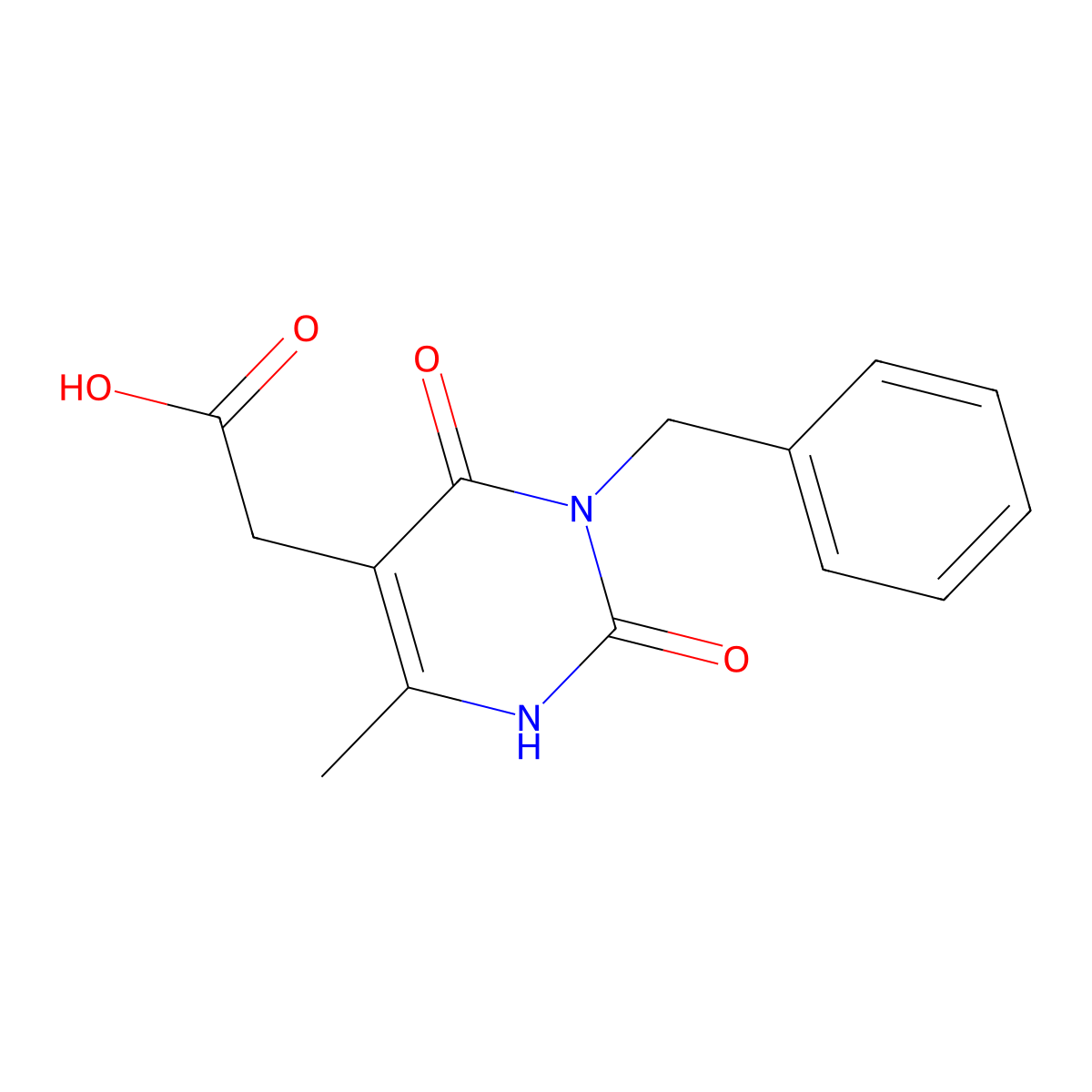 2-(3-Benzyl-6-methyl-2,4-dioxo-1,2,3,4-tetrahydropyrimidin-5-yl)acetic acid molecular structure, CAS 1071381-42-4