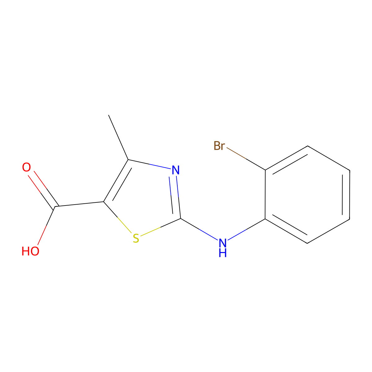 2-((2-Bromophenyl)amino)-4-methyl-1,3-thiazole-5-carboxylic acid molecular structure, CAS 1071382-19-8