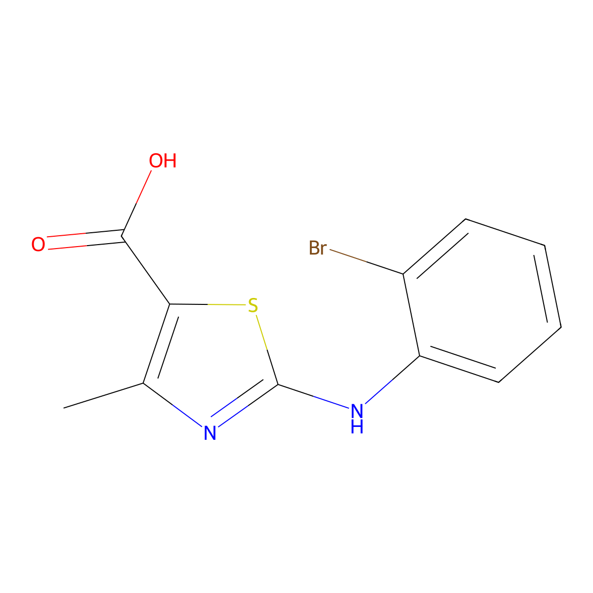2-((2-Bromophenyl)amino)-4-methyl-1,3-thiazole-5-carboxylic acid molecular structure, CAS 1071382-19-8