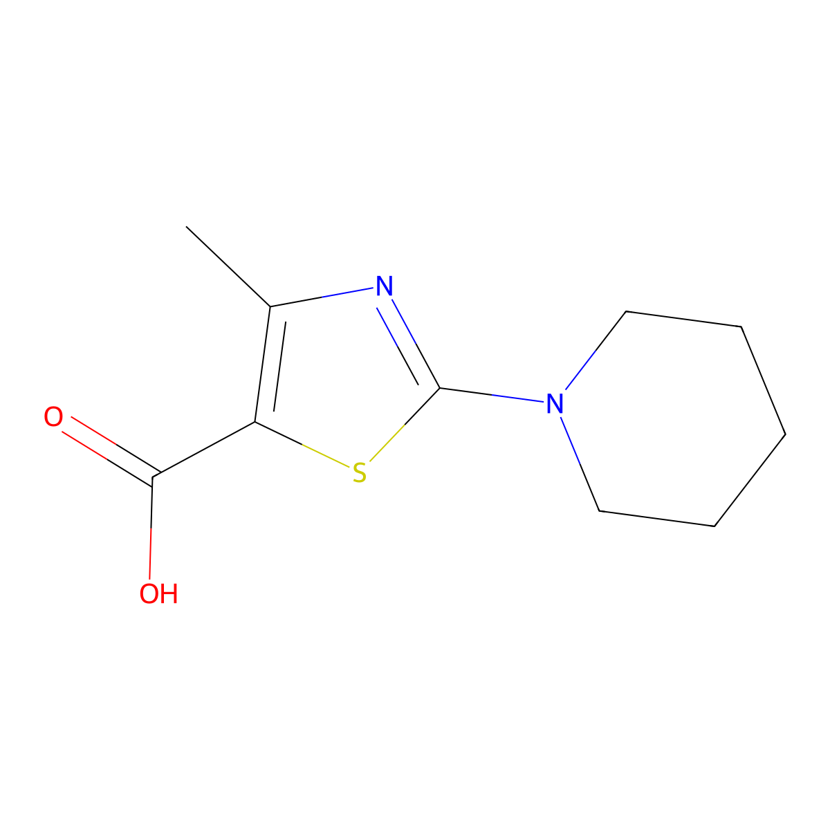 4-Methyl-2-piperidin-1-yl-1,3-thiazole-5-carboxylic acid molecular structure, CAS 1071382-54-1