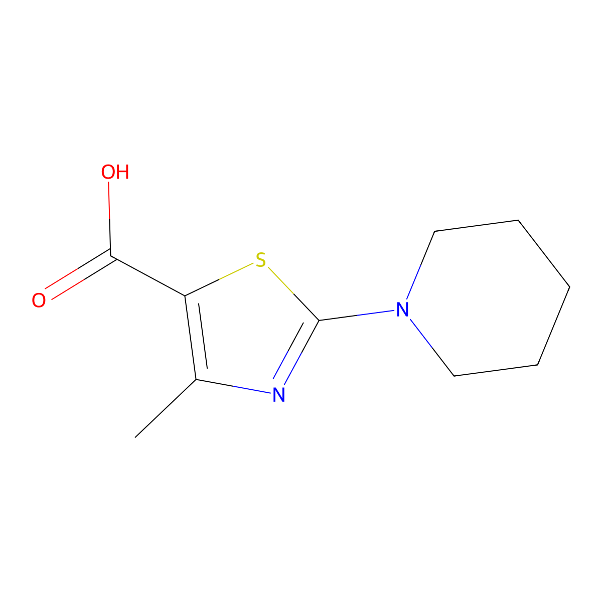 4-Methyl-2-piperidin-1-yl-1,3-thiazole-5-carboxylic acid molecular structure, CAS 1071382-54-1