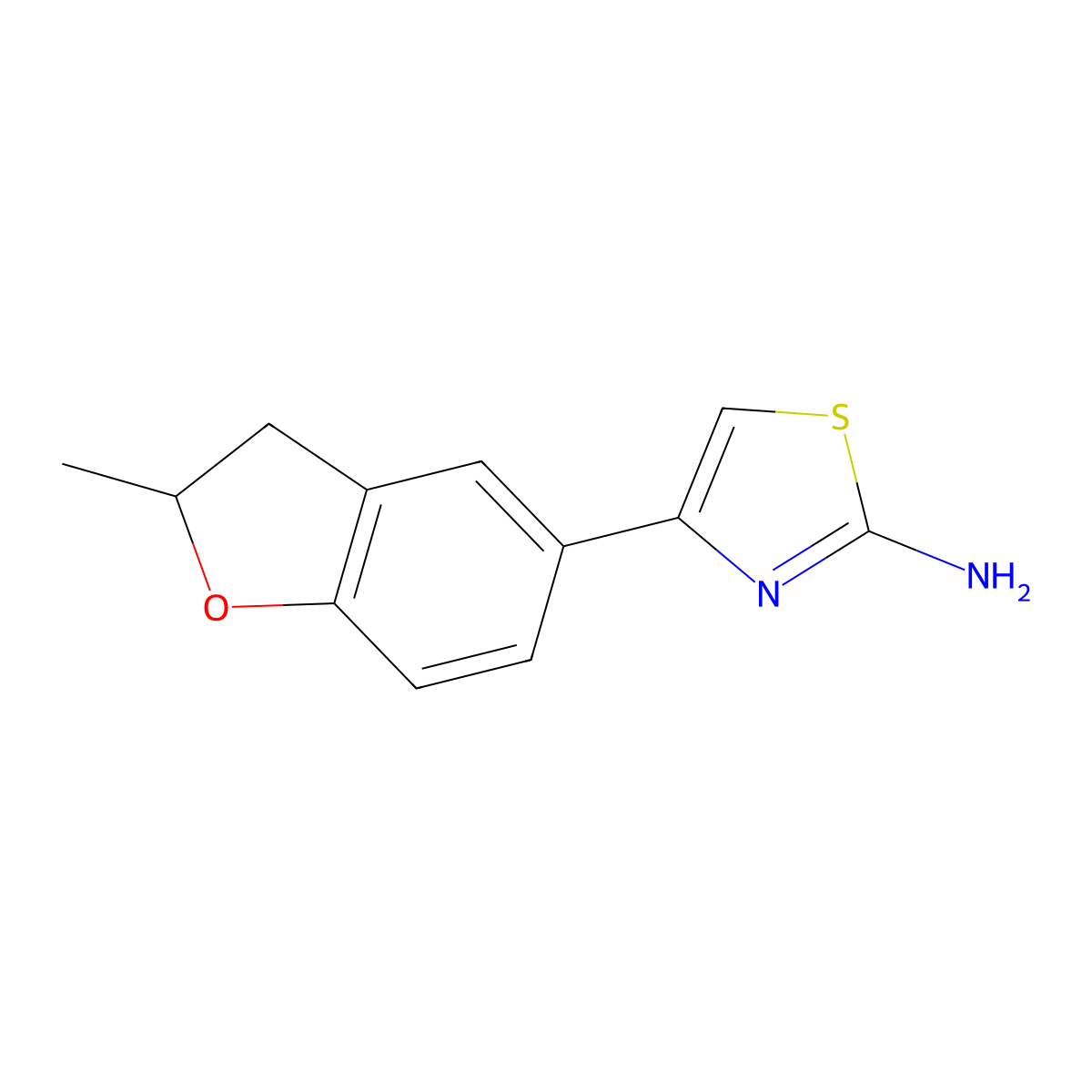 4-(2-Methyl-2,3-dihydro-benzofuran-5-yl)-thiazol-2-ylamine molecular structure, CAS 107140-71-6