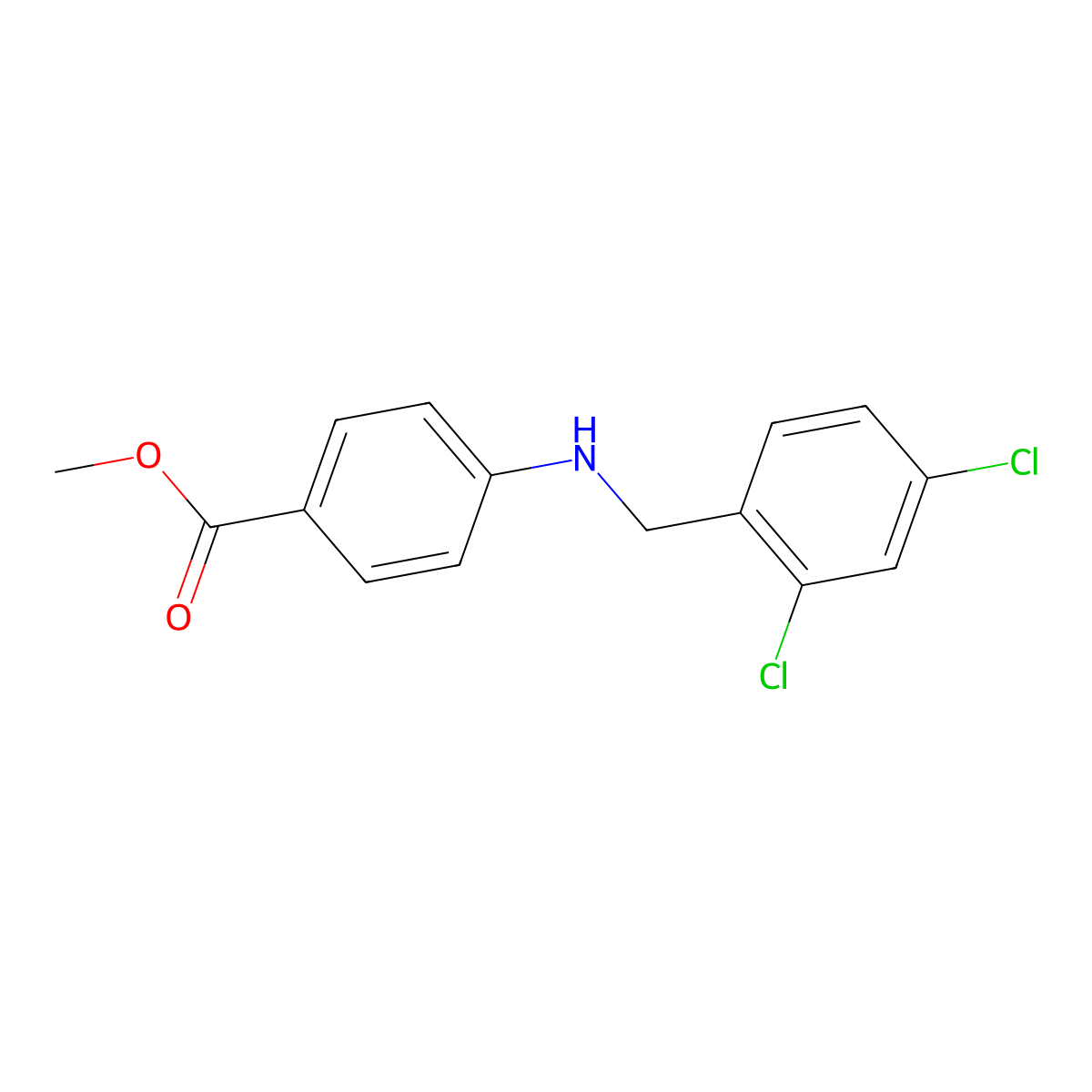Methyl 4-[(2,4-dichlorobenzyl)amino]benzoate molecular structure, CAS 1071400-48-0