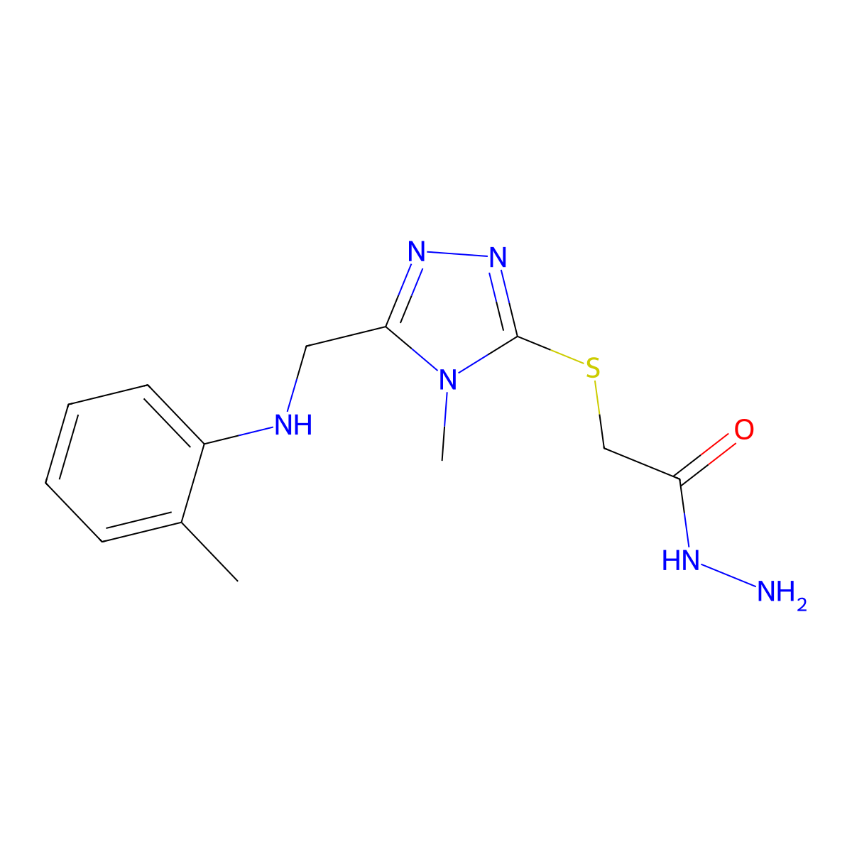2-[(4-methyl-5-{[(2-methylphenyl)amino]methyl}-4H-1,2,4-triazol-3-yl)thio]acetohydrazide molecular structure, CAS 1071400-69-5