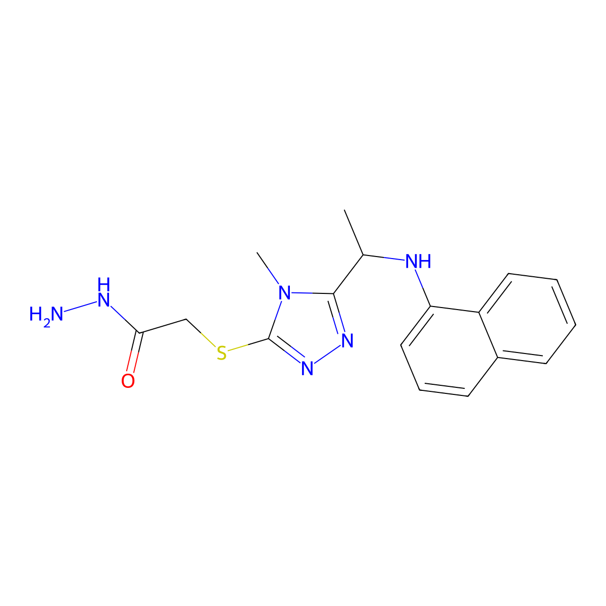 2-({4-methyl-5-[1-(1-naphthylamino)ethyl]-4H-1,2,4-triazol-3-yl}thio)acetohydrazide molecular structure, CAS 1071400-76-4