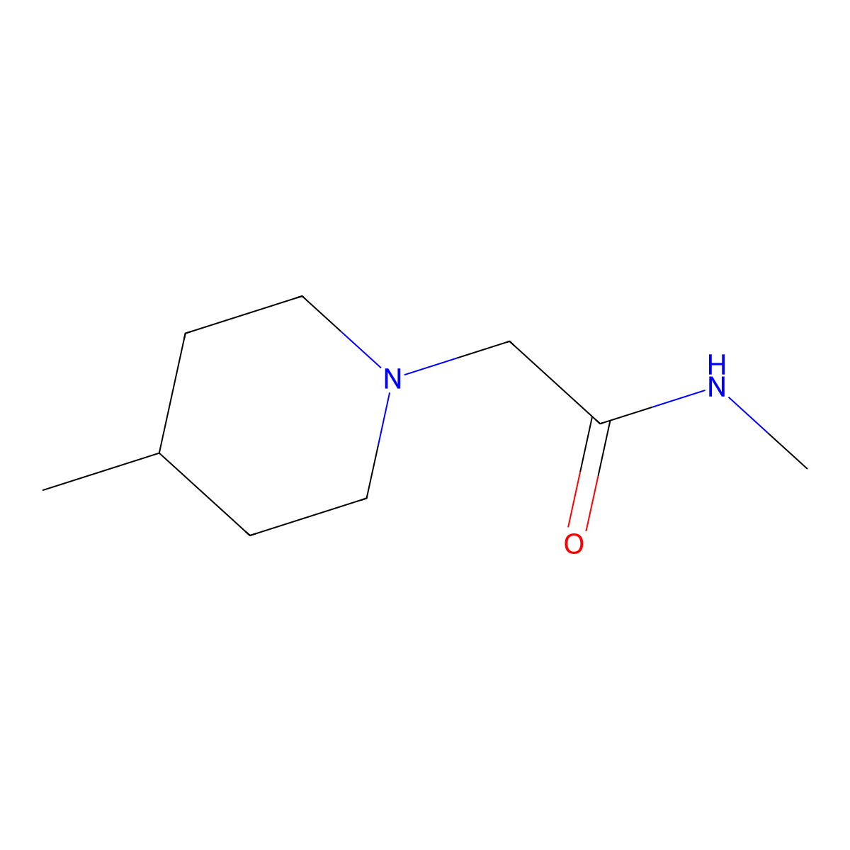 N-methyl-2-(4-methylpiperidin-1-yl)acetamide molecular structure, CAS 1071400-91-3