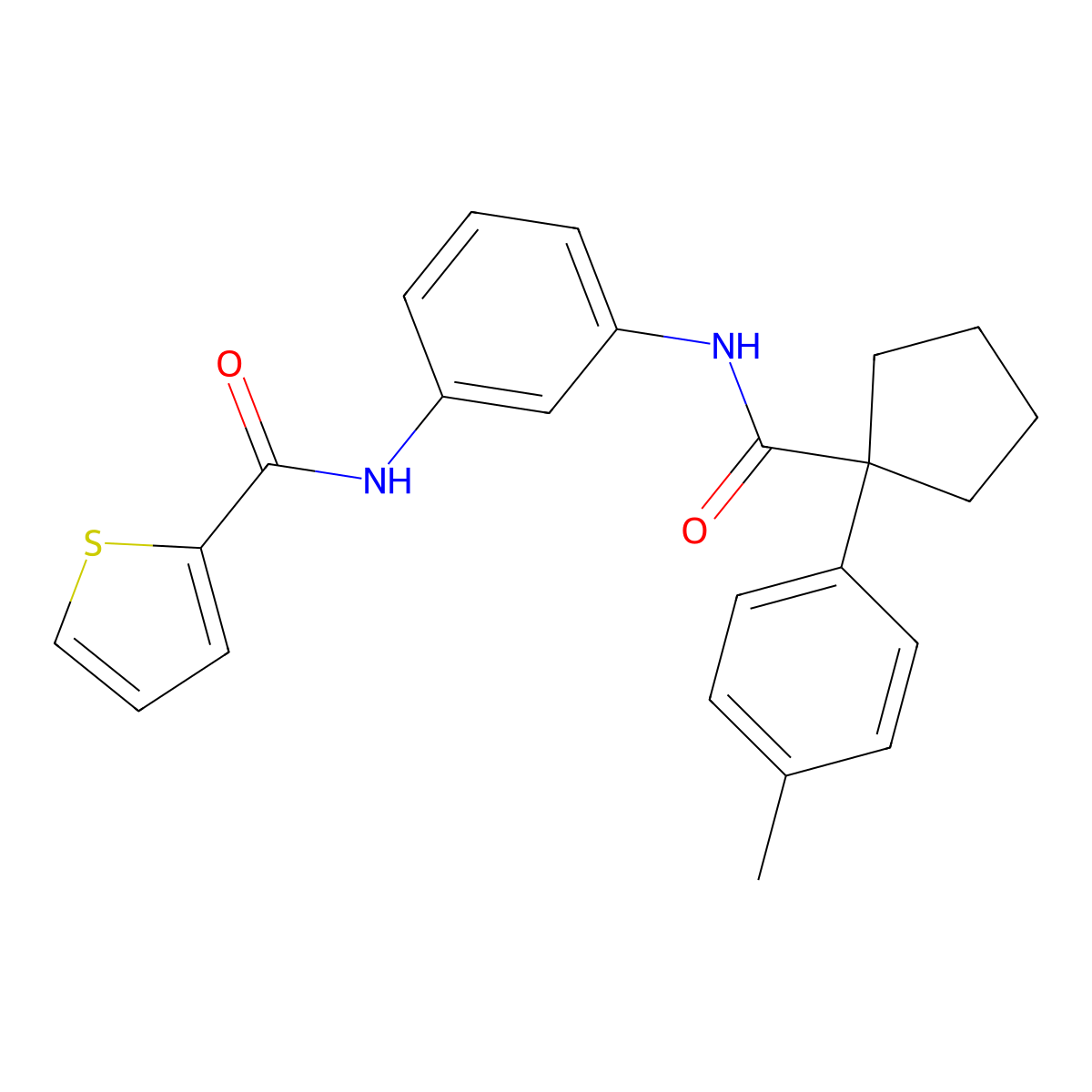 N-[3-({[1-(4-methylphenyl)cyclopentyl]carbonyl}amino)phenyl]thiophene-2-carboxamide molecular structure, CAS 1071401-16-5