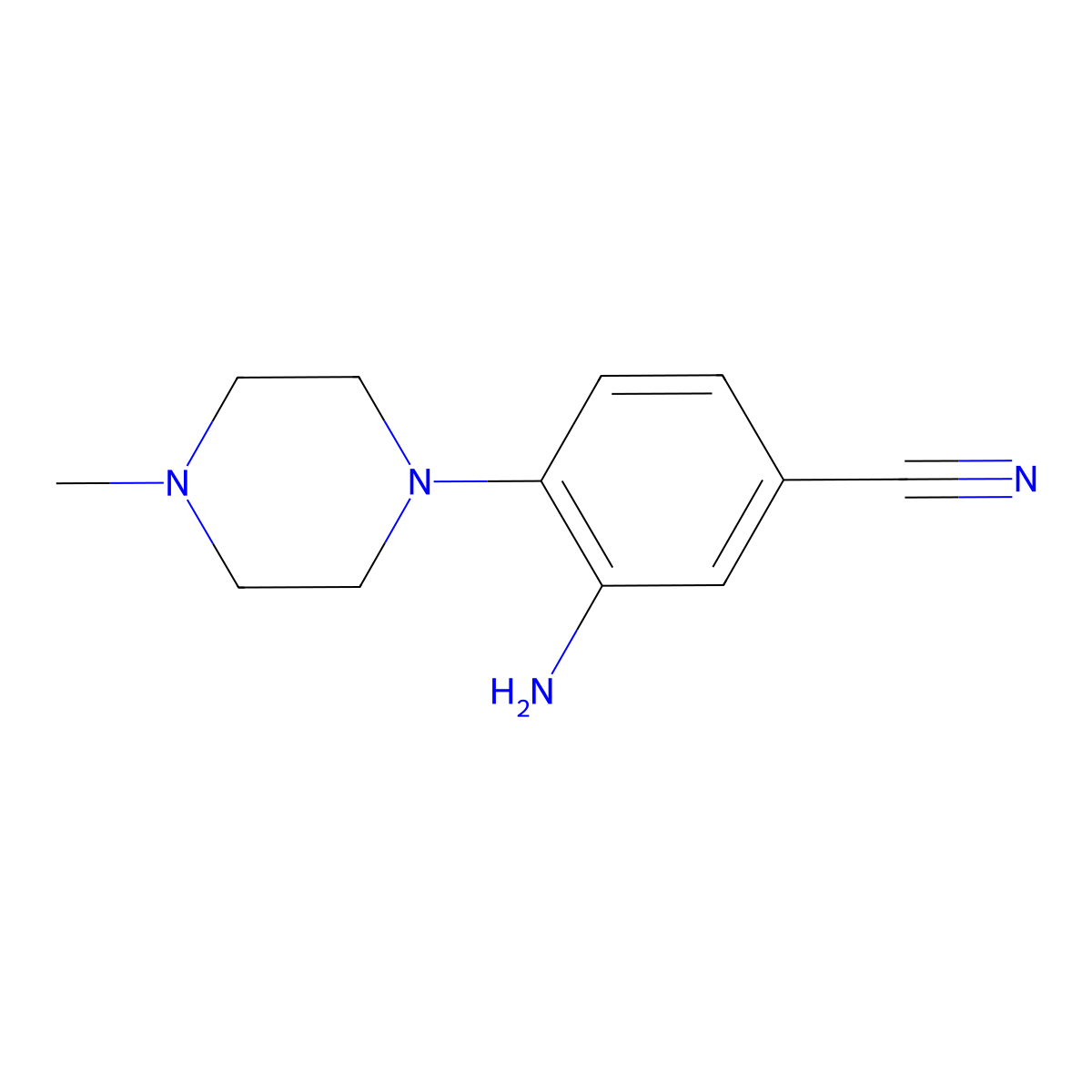 3-Amino-4-(4-methylpiperazin-1-yl)benzonitrile molecular structure, CAS 1071416-24-4