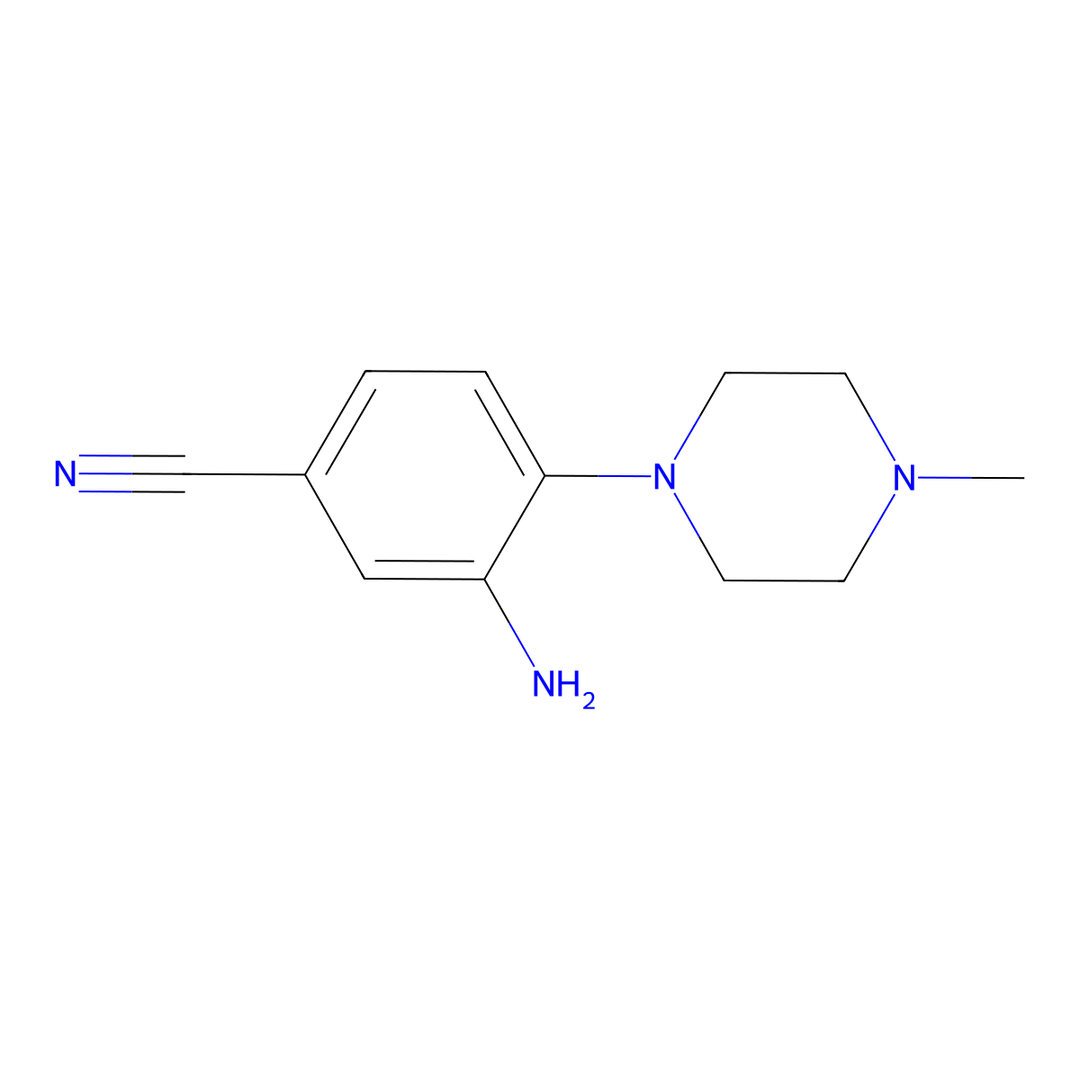 3-Amino-4-(4-methylpiperazin-1-yl)benzonitrile molecular structure, CAS 1071416-24-4