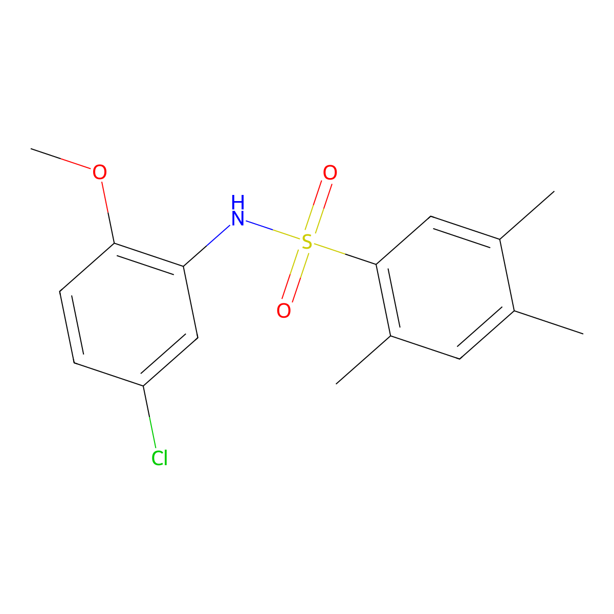 N-(5-chloro-2-methoxyphenyl)-2,4,5-trimethylbenzene-1-sulfonamide molecular structure, CAS 1071418-84-2