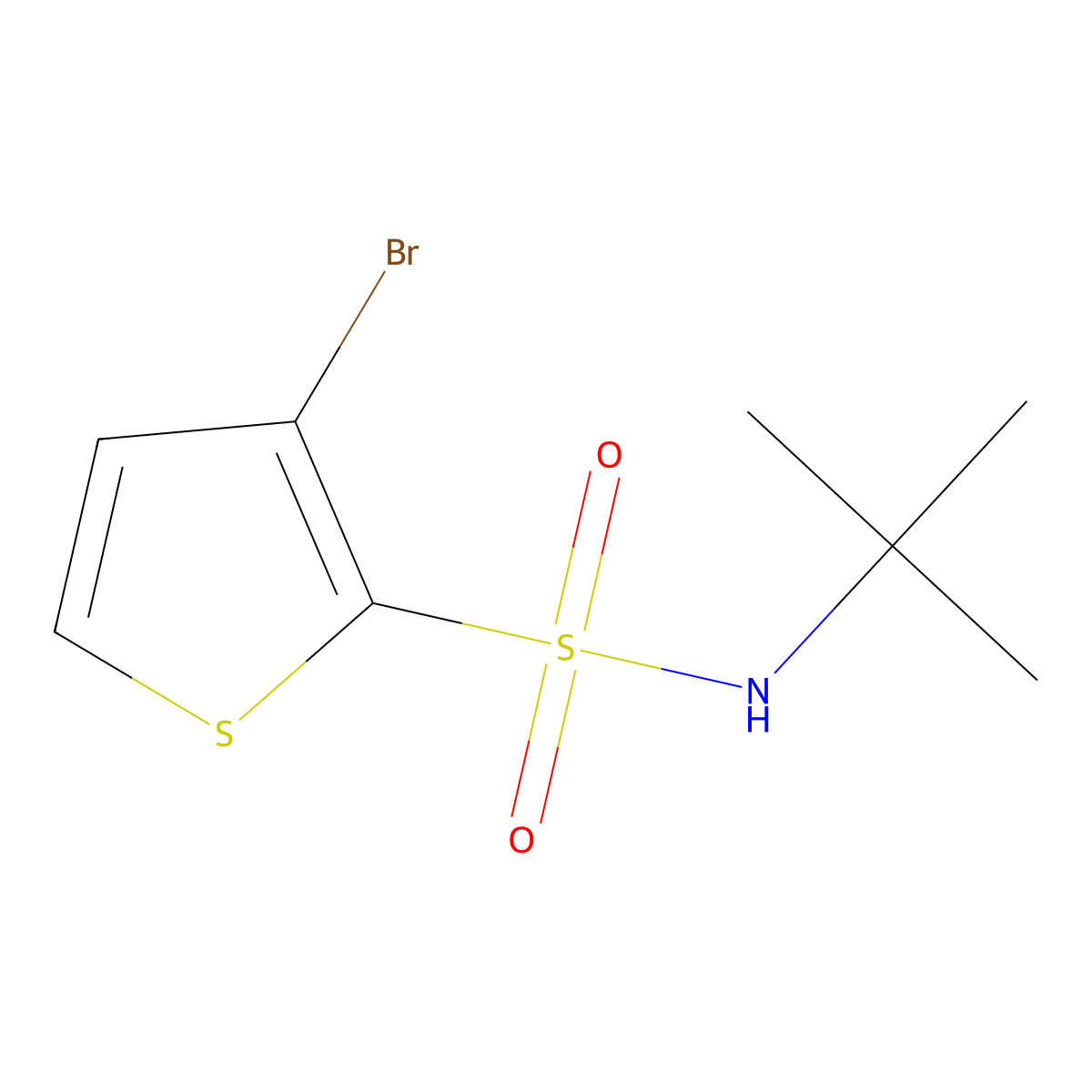 3-bromo-N-tert-butylthiophene-2-sulfonamide molecular structure, CAS 107142-11-0