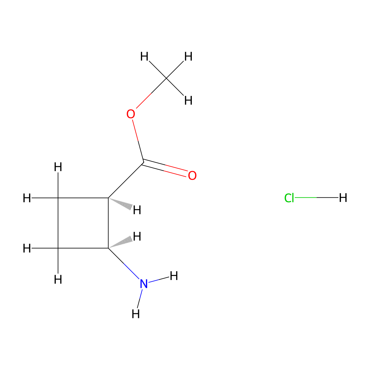 rac-methyl (1R,2S)-2-aminocyclobutane-1-carboxylate hydrochloride molecular structure, CAS 1071428-77-7