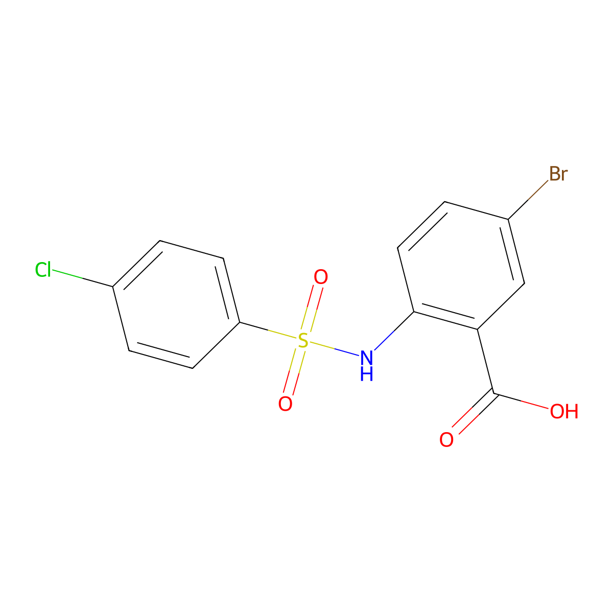 5-Bromo-2-{[(4-chlorophenyl)sulfonyl]amino}benzoic acid molecular structure, CAS 107143-69-1