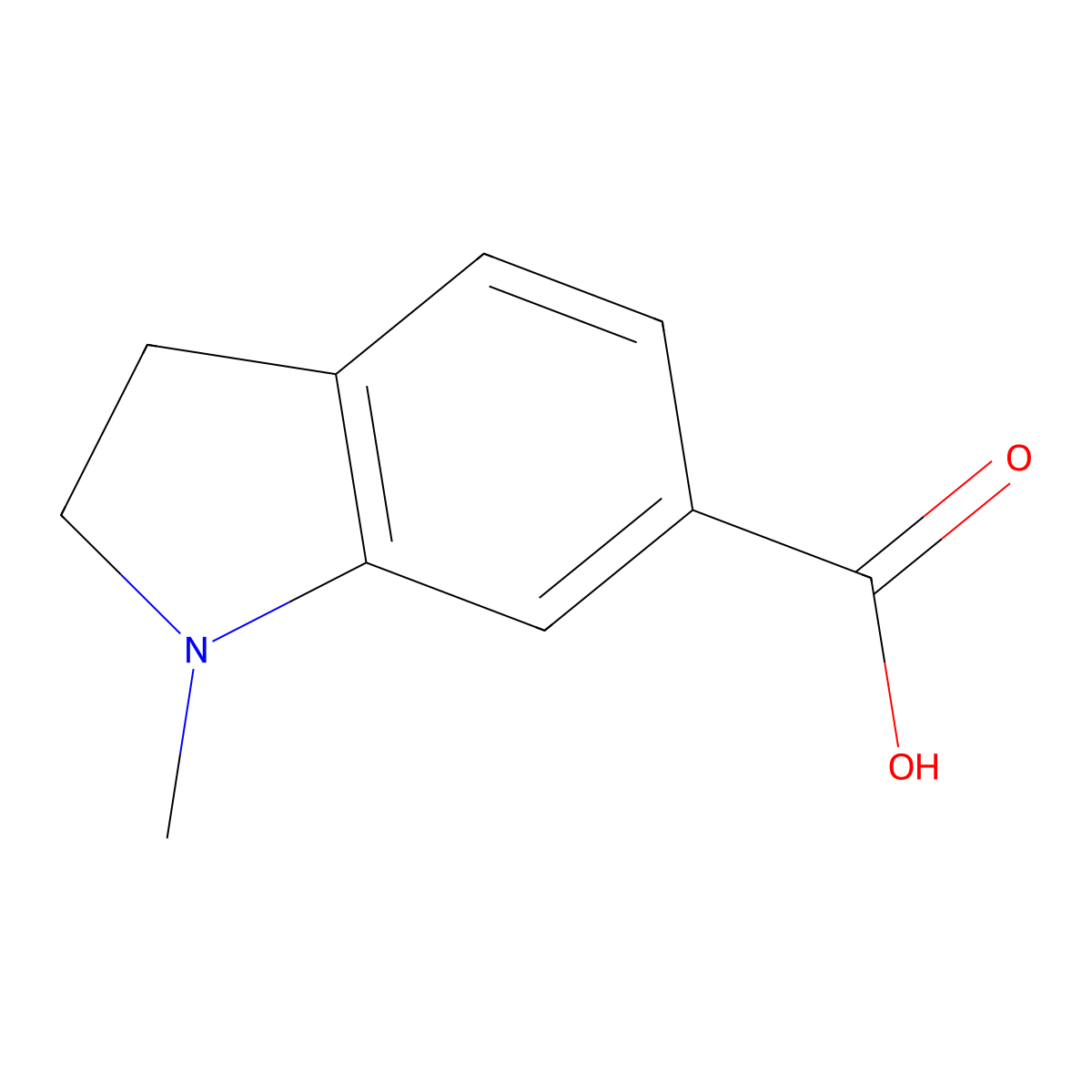 1-methyl-2,3-dihydro-1H-indole-6-carboxylic acid molecular structure, CAS 1071432-99-9