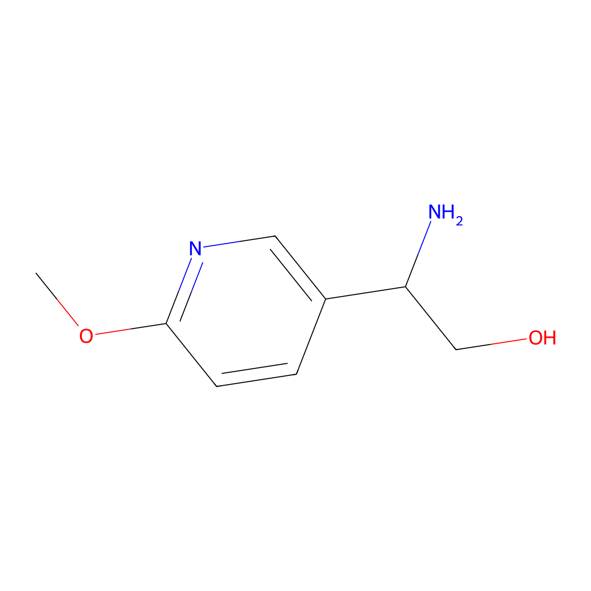(2R)-2-Amino-2-(6-methoxy(3-pyridyl))ethan-1-ol molecular structure, CAS 1071435-69-2