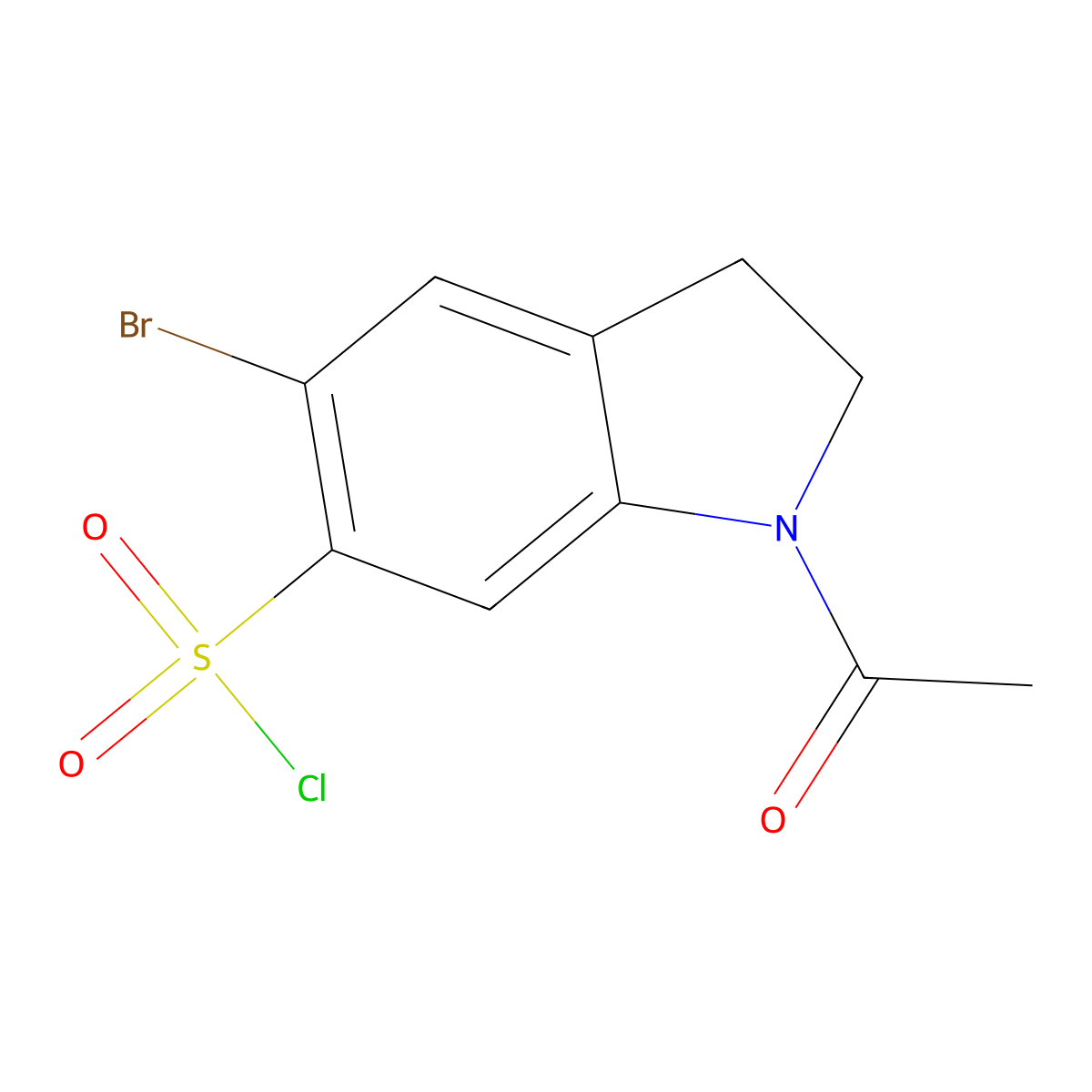 1-acetyl-5-bromo-2,3-dihydro-1H-indole-6-sulfonyl chloride molecular structure, CAS 107144-42-3