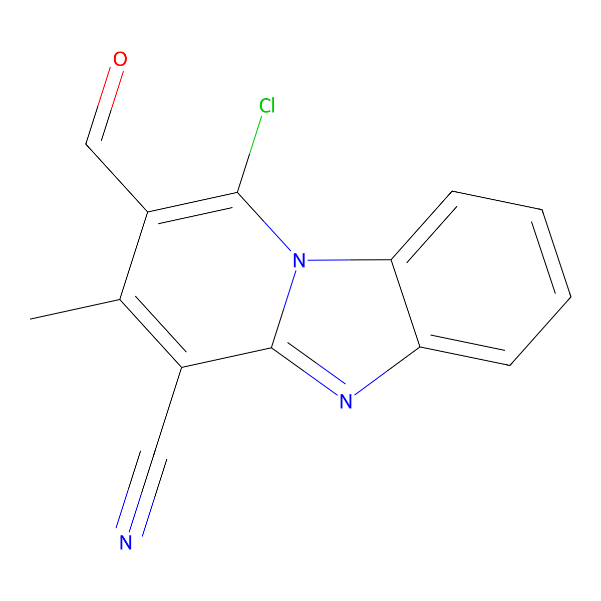 1-Chloro-2-formyl-3-methylpyrido[1,2-a]benzimidazole-4-carbonitrile molecular structure, CAS 107145-02-8