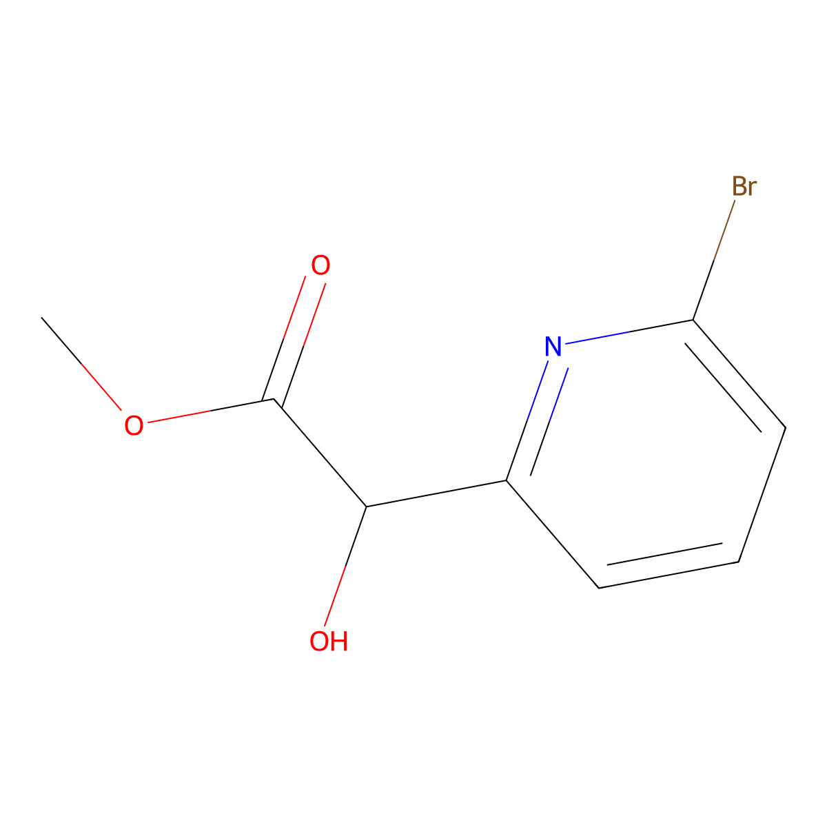 Methyl 2-(6-bromopyridin-2-yl)-2-hydroxyacetate molecular structure, CAS 1071454-30-2
