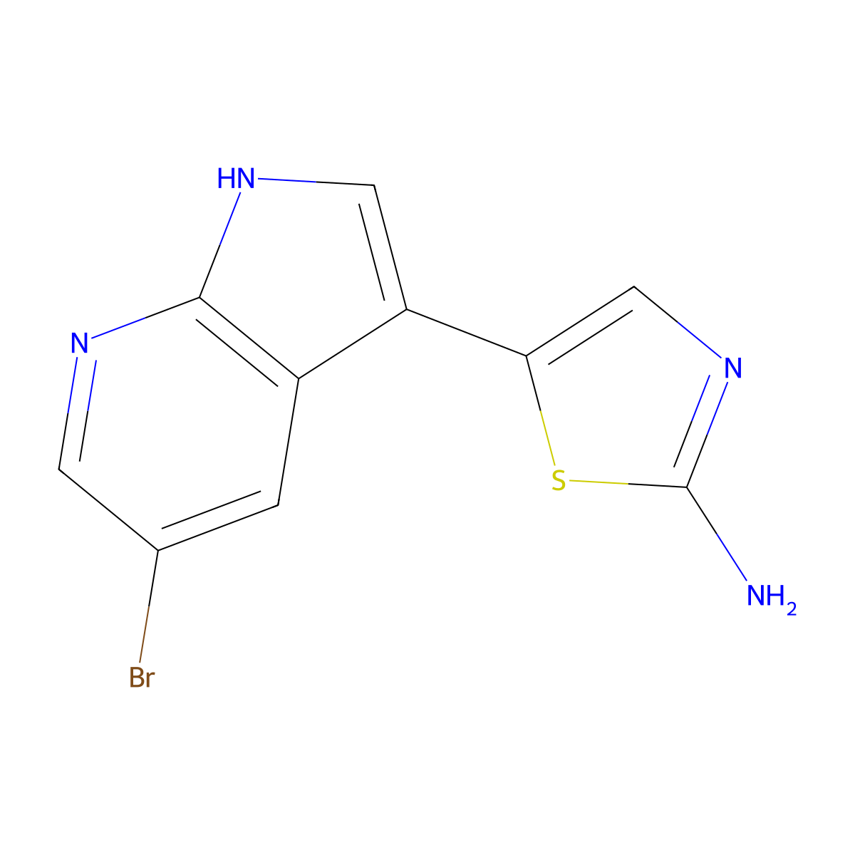 2-Thiazolamine, 5-(5-bromo-1H-pyrrolo[2,3-b]pyridin-3-yl)- molecular structure, CAS 1071455-03-2