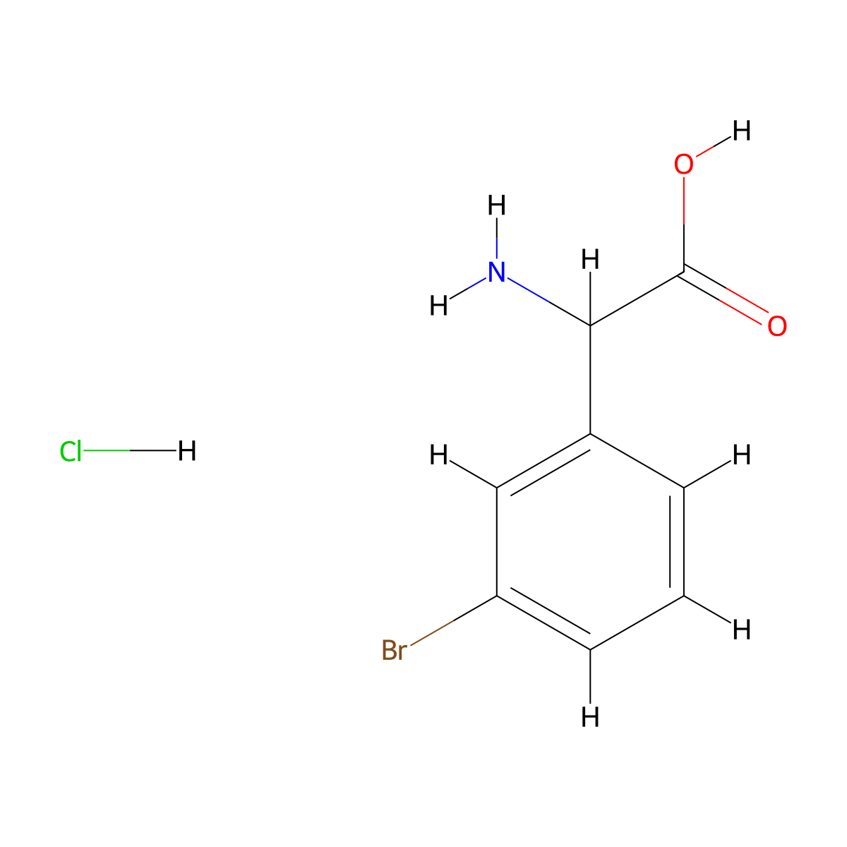 2-Amino-2-(3-bromophenyl)acetic acid hydrochloride molecular structure, CAS 1071455-12-3