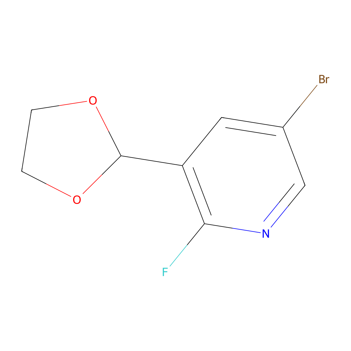 5-Bromo-3-(1,3-dioxolan-2-yl)-2-fluoropyridine molecular structure, CAS 1071455-17-8