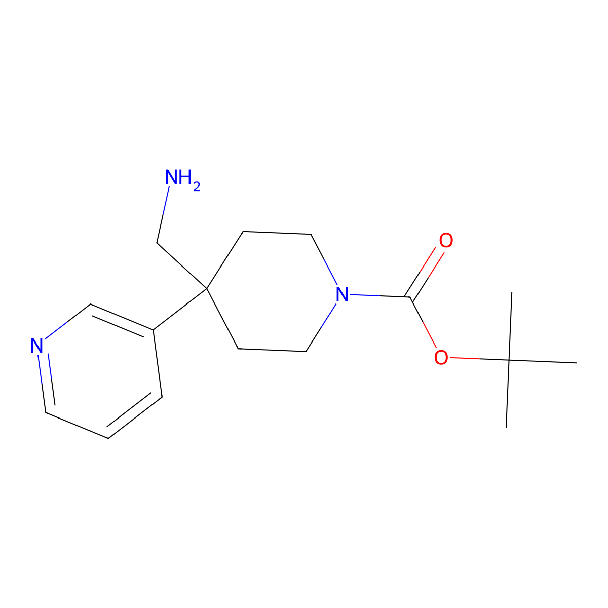 tert-Butyl 4-(aminomethyl)-4-(pyridin-3-yl)piperidine-1-carboxylate molecular structure, CAS 1071485-65-8