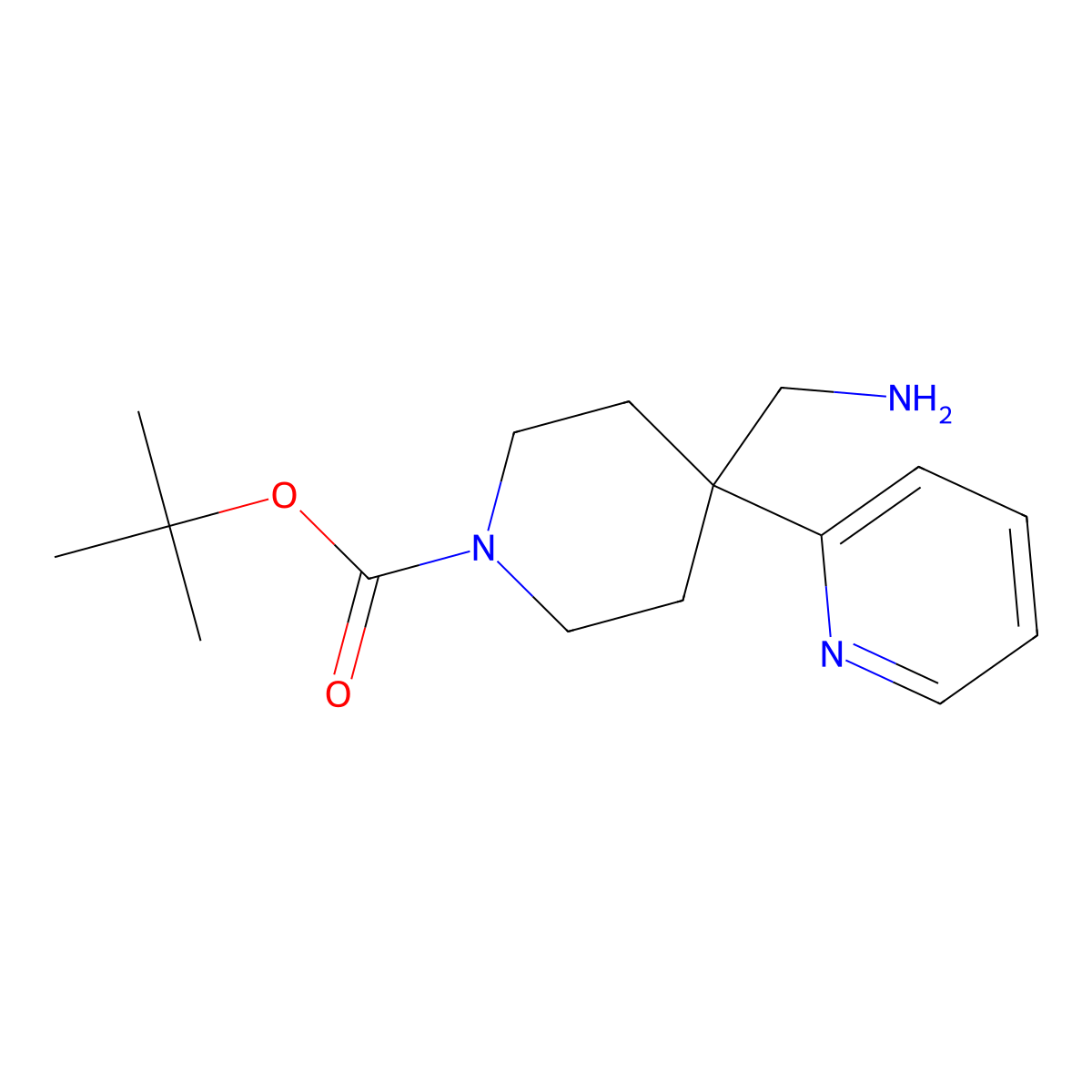Tert-butyl 4-(aminomethyl)-4-(pyridin-2-YL)piperidine-1-carboxylate molecular structure, CAS 1071485-66-9