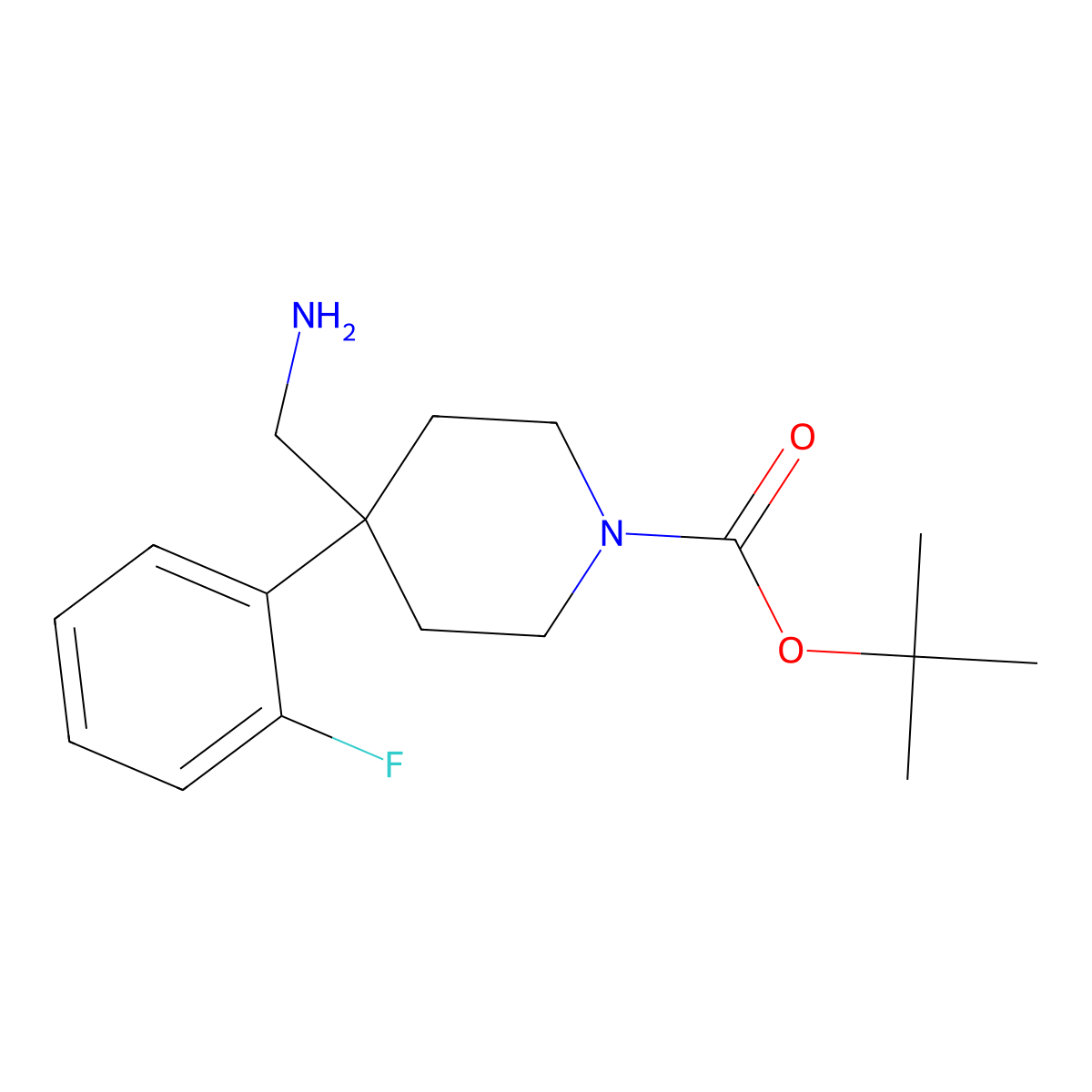 Tert-butyl 4-(aminomethyl)-4-(2-fluorophenyl)piperidine-1-carboxylate molecular structure, CAS 1071485-67-0