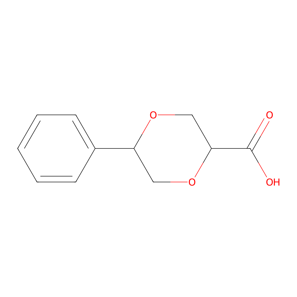 rel-(2R,5R)-5-Phenyl-1,4-dioxane-2-carboxylic acid molecular structure, CAS 1071506-64-3