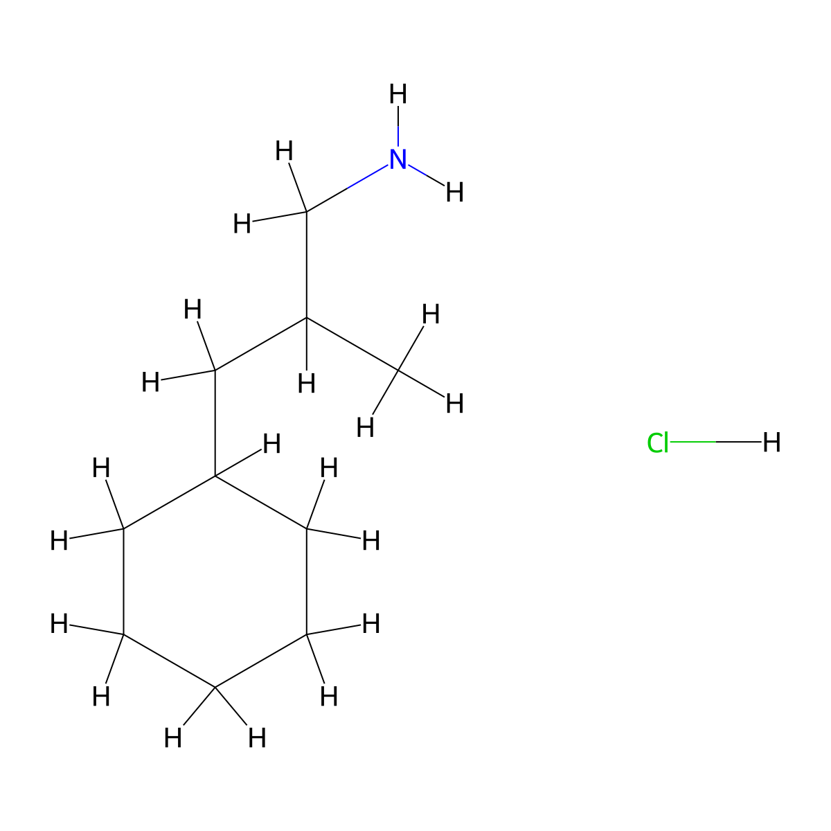 3-Cyclohexyl-2-methylpropan-1-amine hydrochloride molecular structure, CAS 1071515-88-2