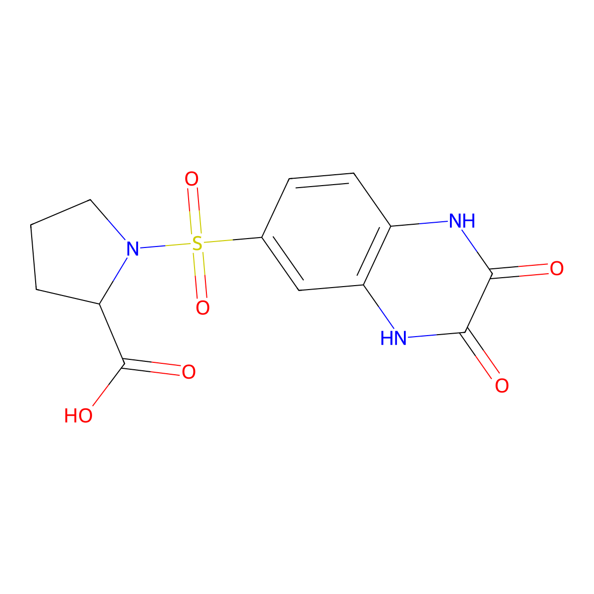 1-[(2,3-Dioxo-1,2,3,4-tetrahydro-6-quinoxalinyl)sulfonyl]proline molecular structure, CAS 1071526-25-4