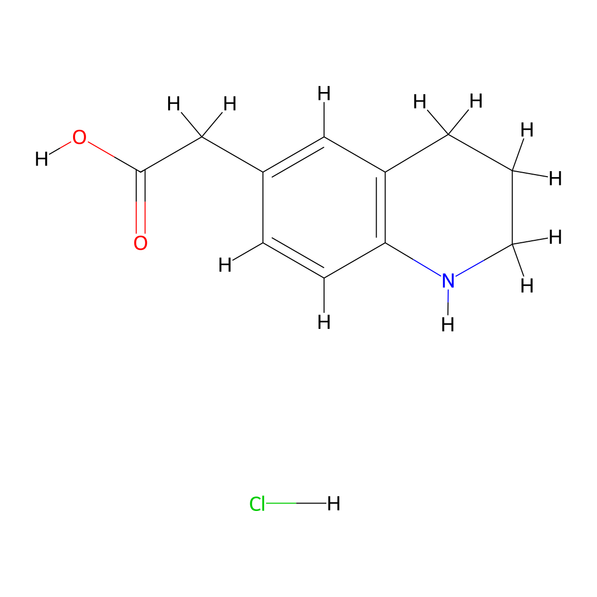 2-(1,2,3,4-Tetrahydroquinolin-6-yl)acetic acid hydrochloride molecular structure, CAS 1071530-34-1