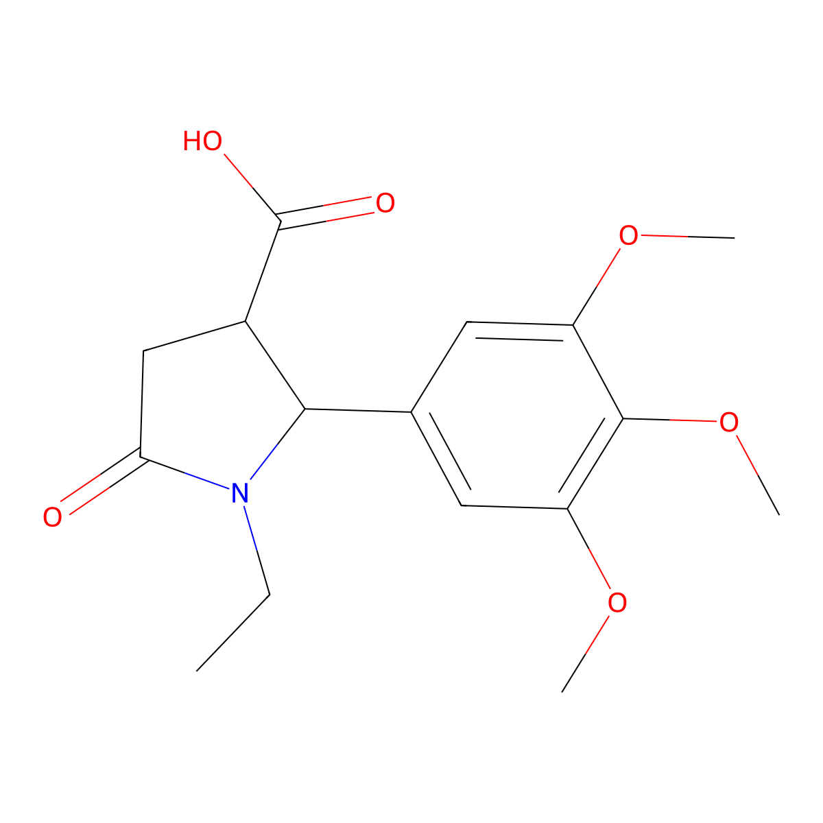 (2R,3R)-1-ethyl-5-oxo-2-(3,4,5-trimethoxyphenyl)pyrrolidine-3-carboxylic Acid molecular structure, CAS 1071535-97-1