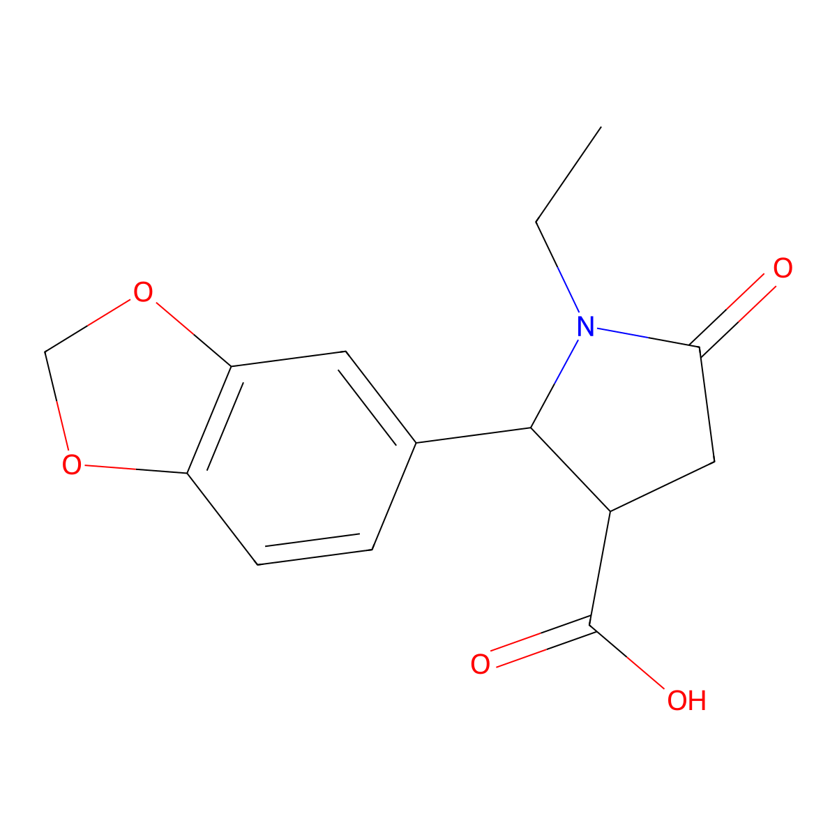 (2R,3R)-2-(1,3-benzodioxol-5-yl)-1-ethyl-5-oxopyrrolidine-3-carboxylic acid molecular structure, CAS 1071536-07-6