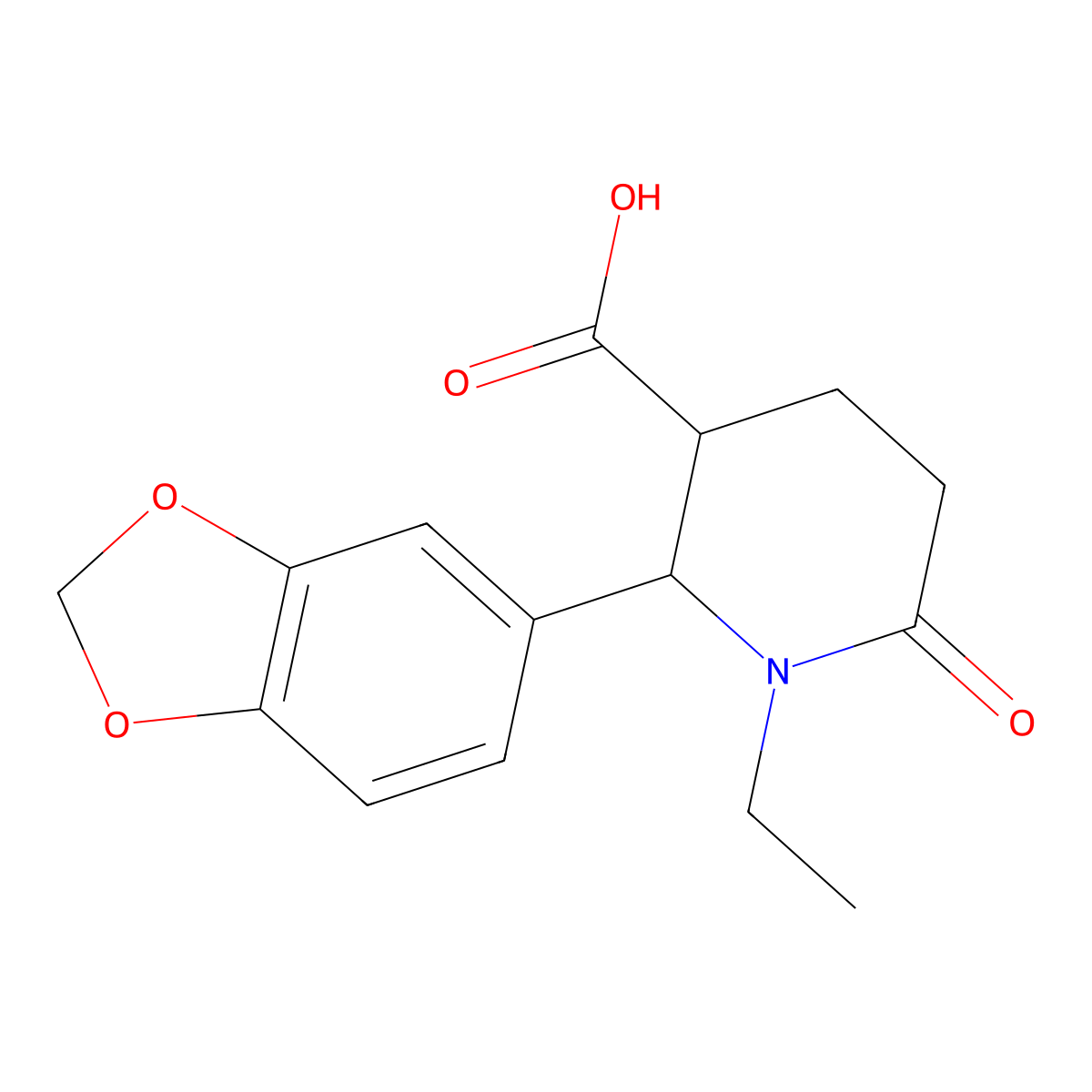 (2R,3R)-2-(1,3-benzodioxol-5-yl)-1-ethyl-6-oxopiperidine-3-carboxylic acid molecular structure, CAS 1071536-14-5