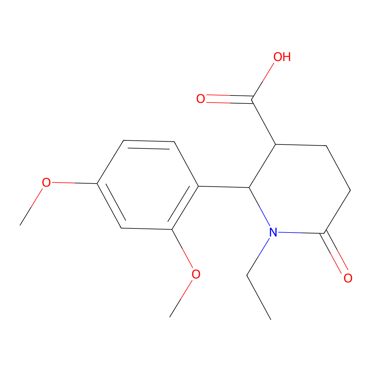 (2R,3R)-2-(2,4-dimethoxyphenyl)-1-ethyl-6-oxopiperidine-3-carboxylic acid molecular structure, CAS 1071536-17-8