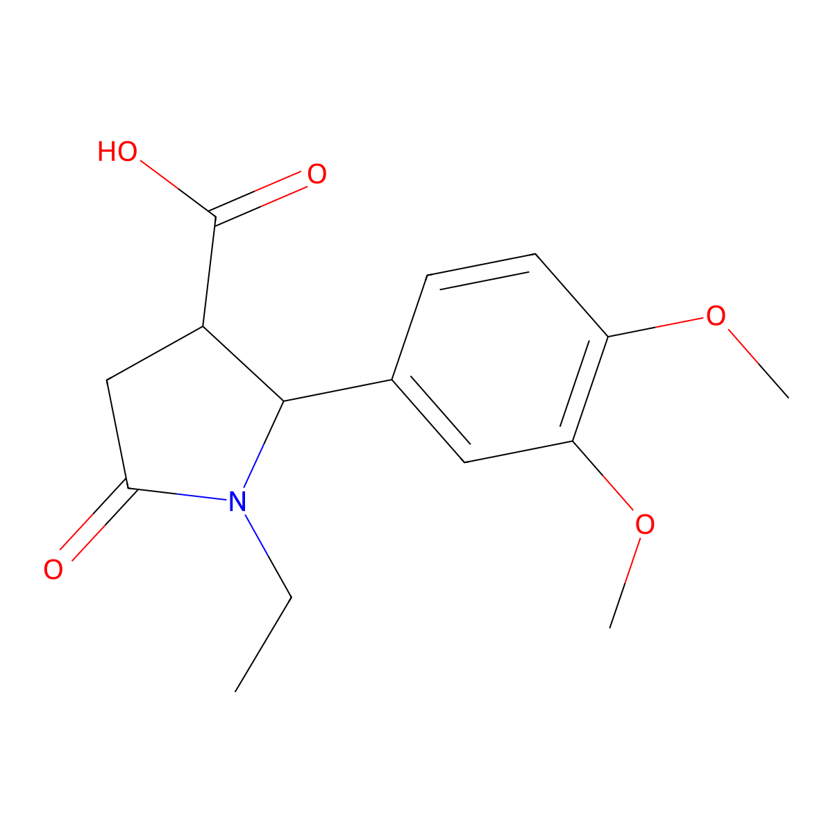 (2R,3R)-2-(3,4-dimethoxyphenyl)-1-ethyl-5-oxopyrrolidine-3-carboxylic acid molecular structure, CAS 1071536-21-4