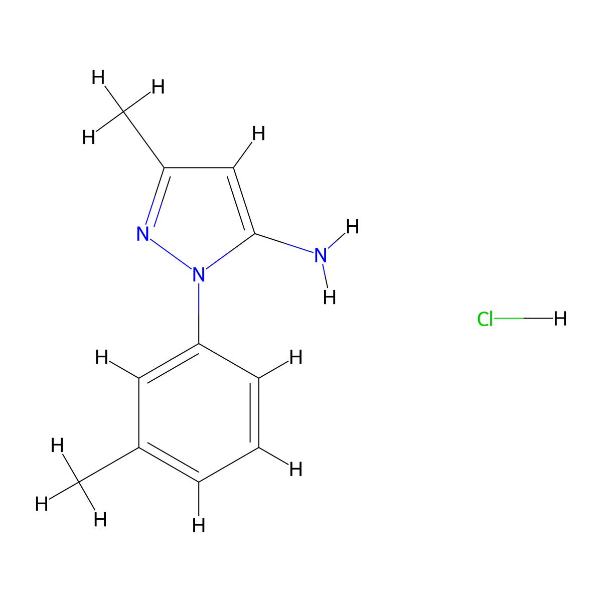 3-methyl-1-(3-methylphenyl)-1H-pyrazol-5-amine hydrochloride molecular structure, CAS 1071548-24-7