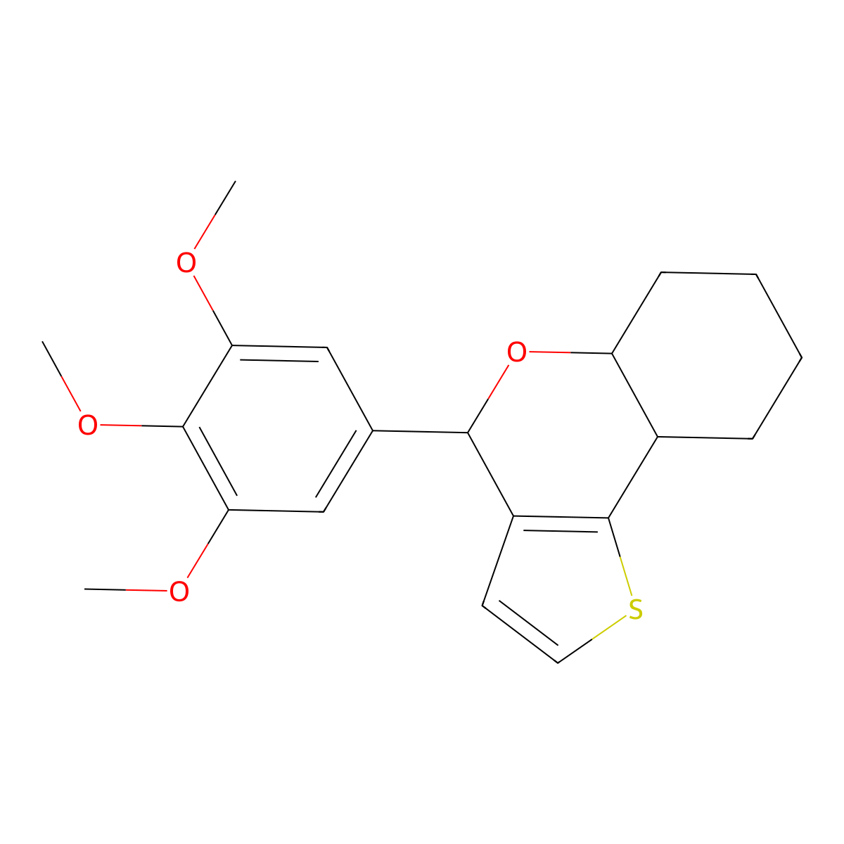 4-(3,4,5-trimethoxyphenyl)-5a,6,7,8,9,9a-hexahydro-4H-thieno[3,2-c]chromene molecular structure, CAS 1071586-05-4