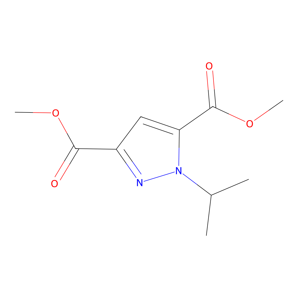 Dimethyl 1-isopropyl-1H-pyrazole-3,5-dicarboxylate molecular structure, CAS 1071588-63-0