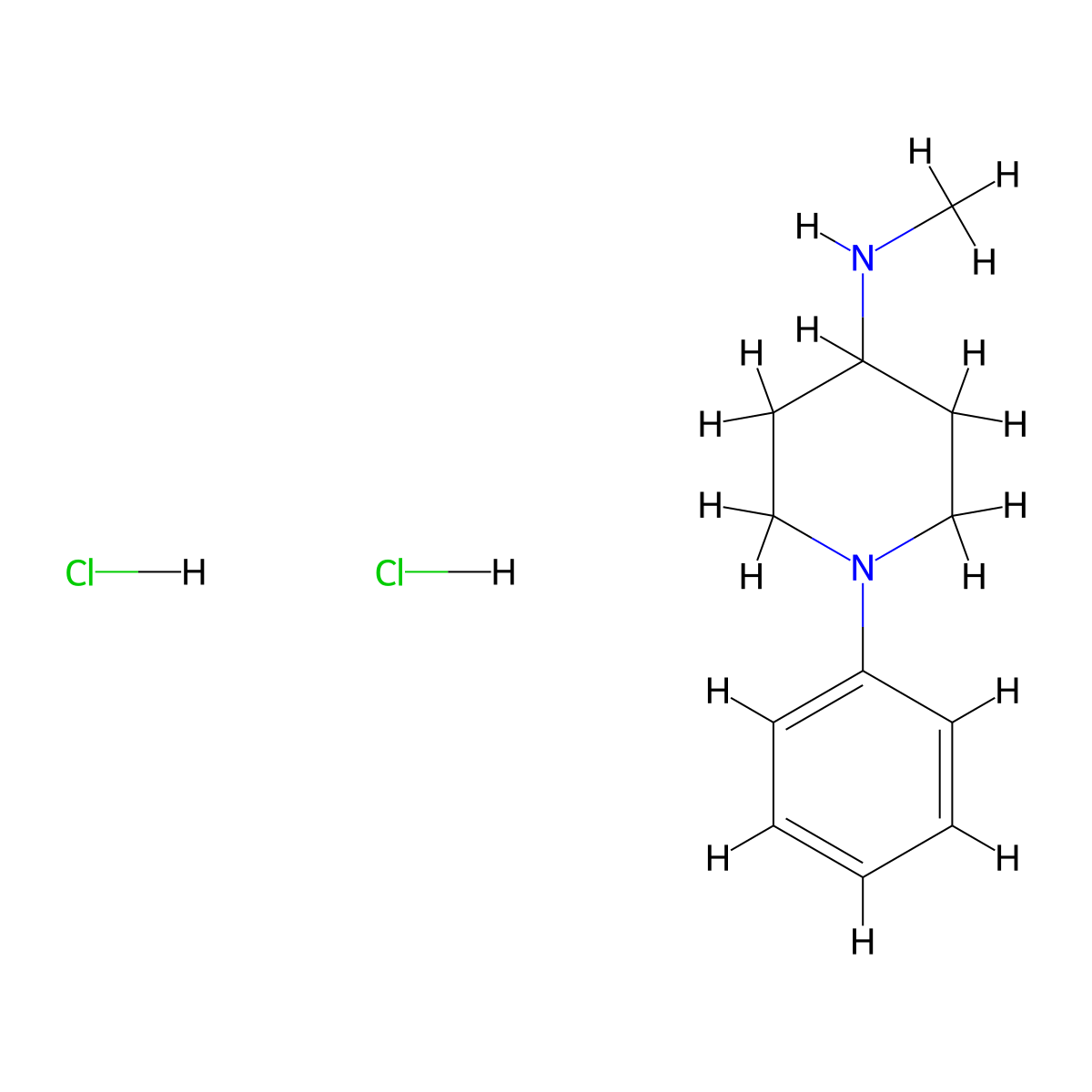 N-methyl-1-phenylpiperidin-4-amine dihydrochloride molecular structure, CAS 1071590-88-9