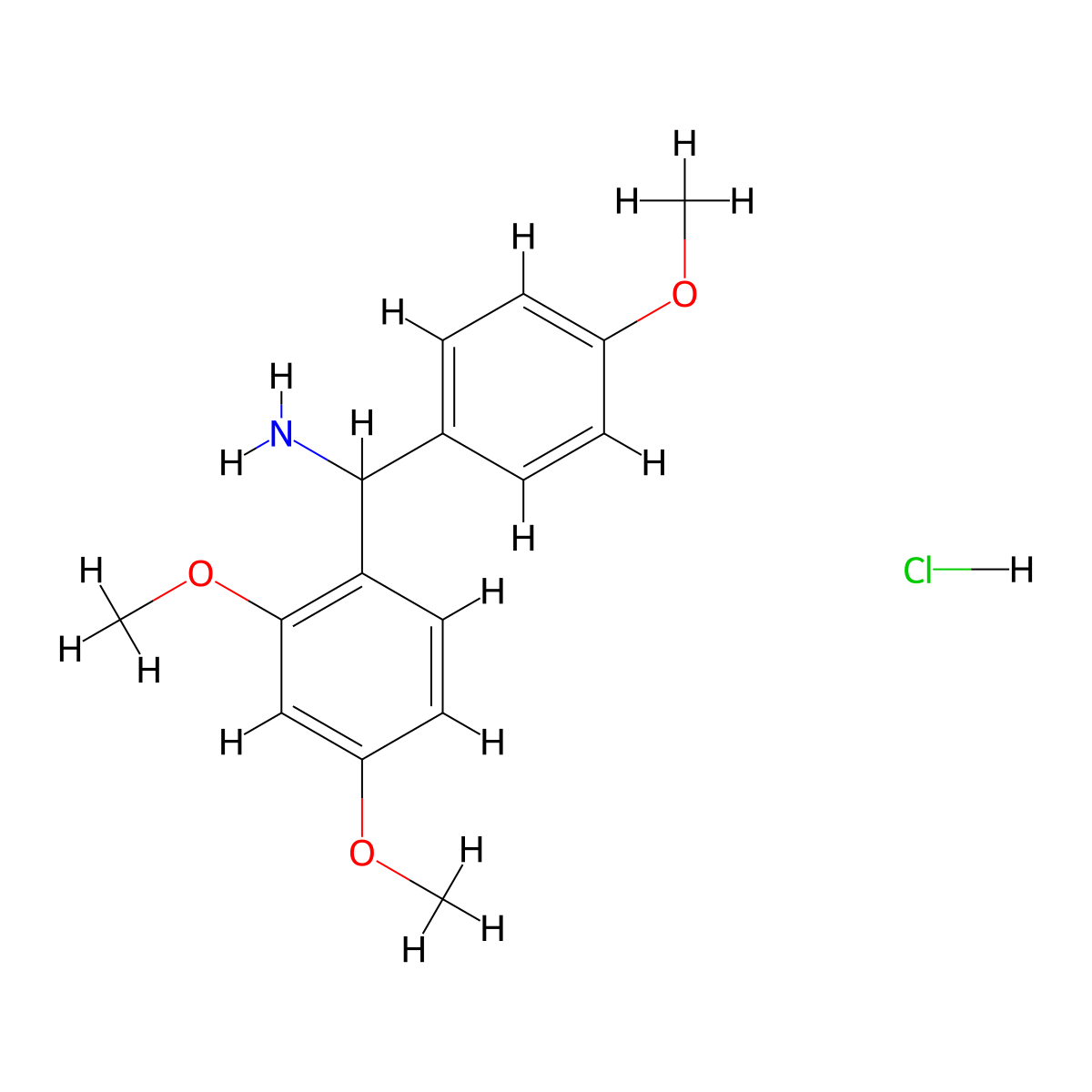 (2,4-Dimethoxyphenyl)(4-methoxyphenyl)methanamine hydrochloride molecular structure, CAS 1071592-08-9