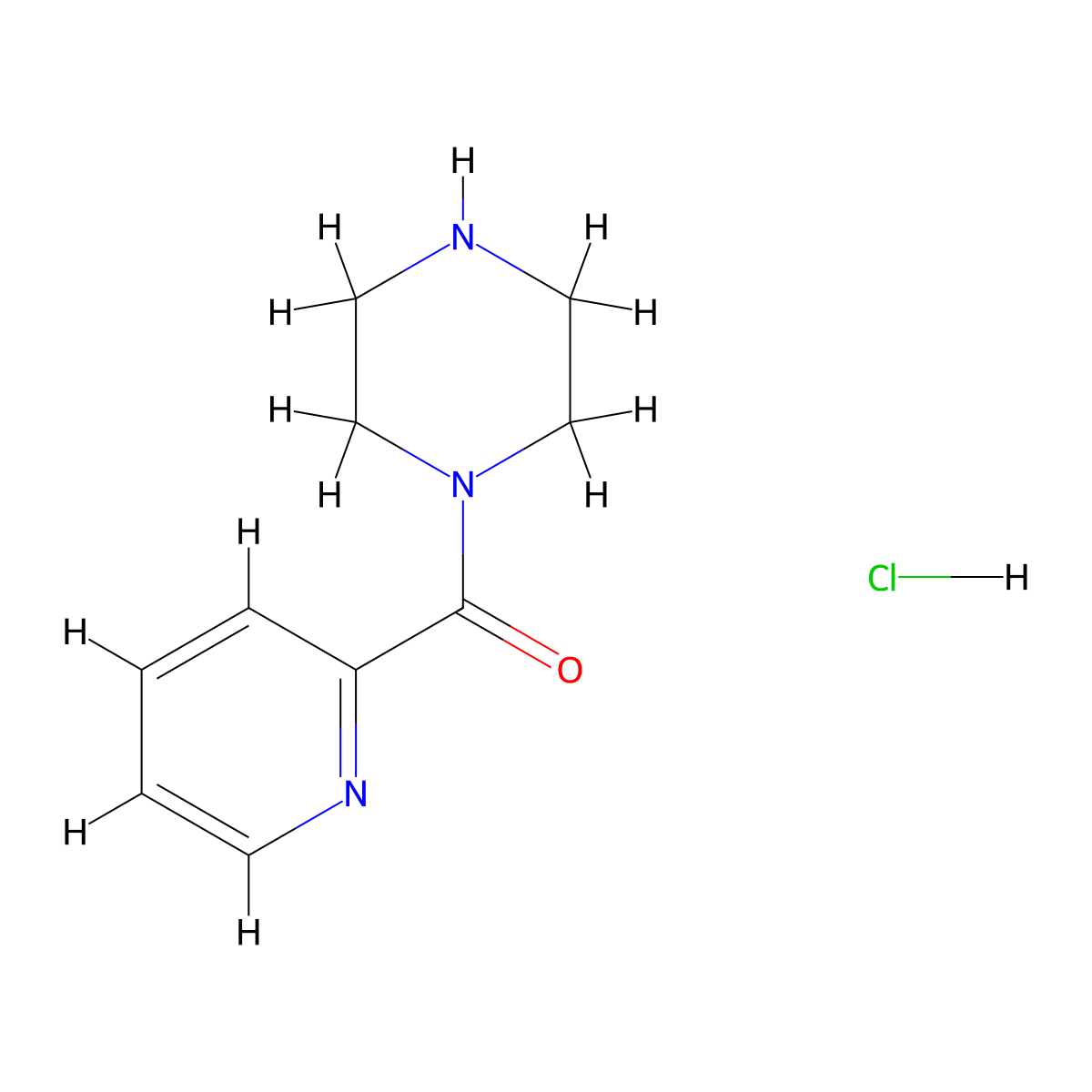 Piperazin-1-yl(pyridin-2-yl)methanone hydrochloride molecular structure, CAS 1071608-51-9