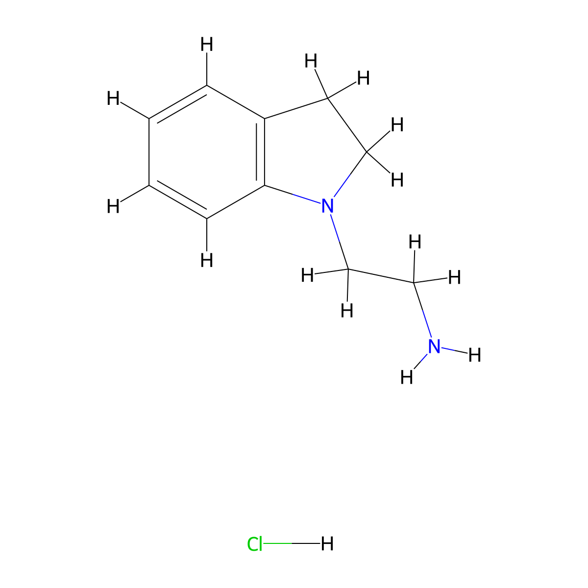 2-(2,3-dihydro-1H-indol-1-yl)ethanamine hydrochloride molecular structure, CAS 1071619-70-9